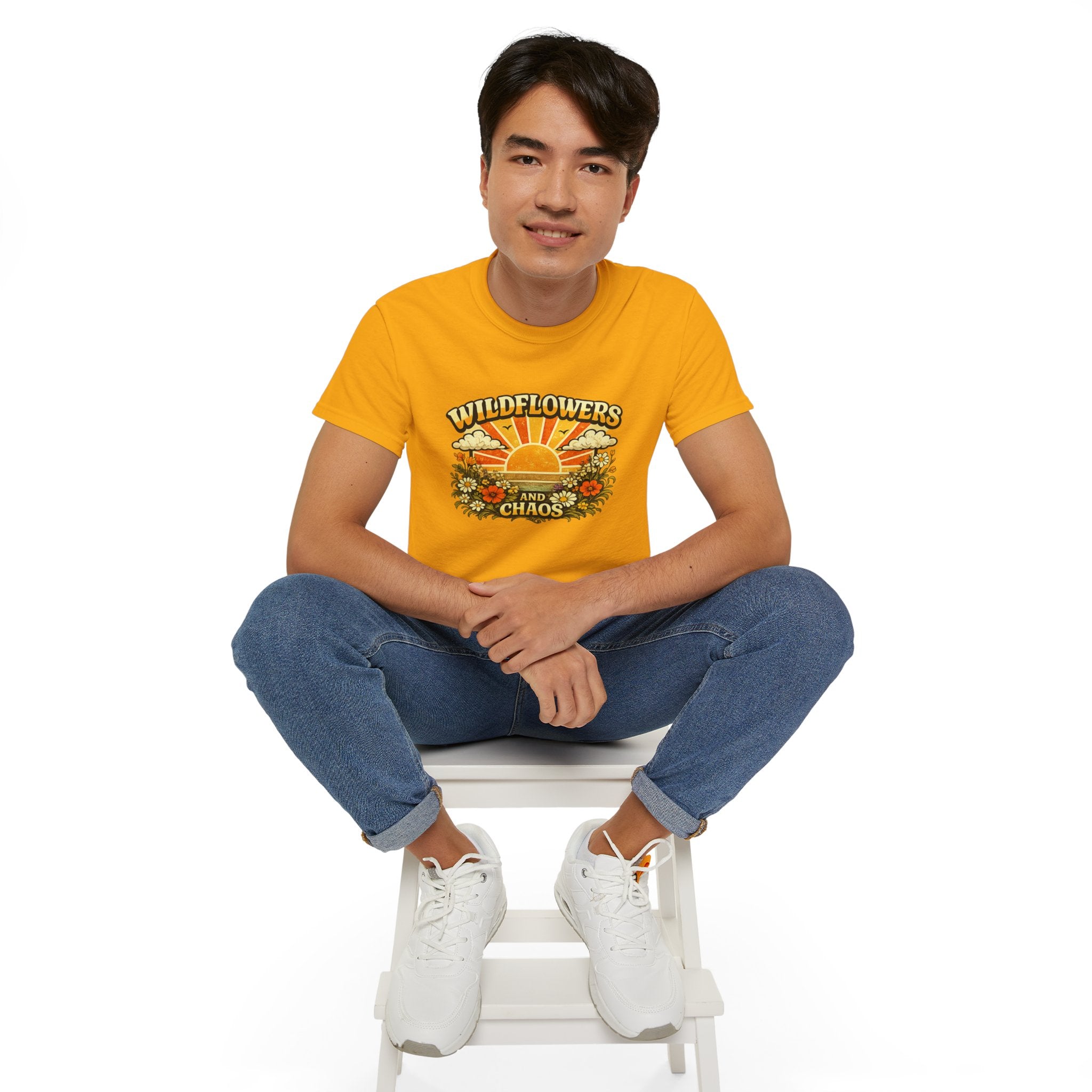 Wildflowers and Chaos Tee — Retro Sunflower Graphic T‑Shirt