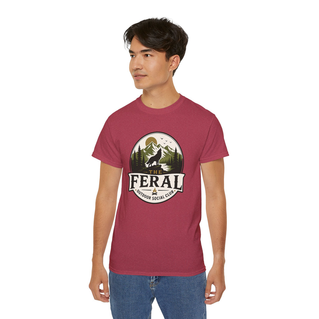 Feral Outdoor Social Club T-Shirt — Wilderness Wolf Logo Tee
