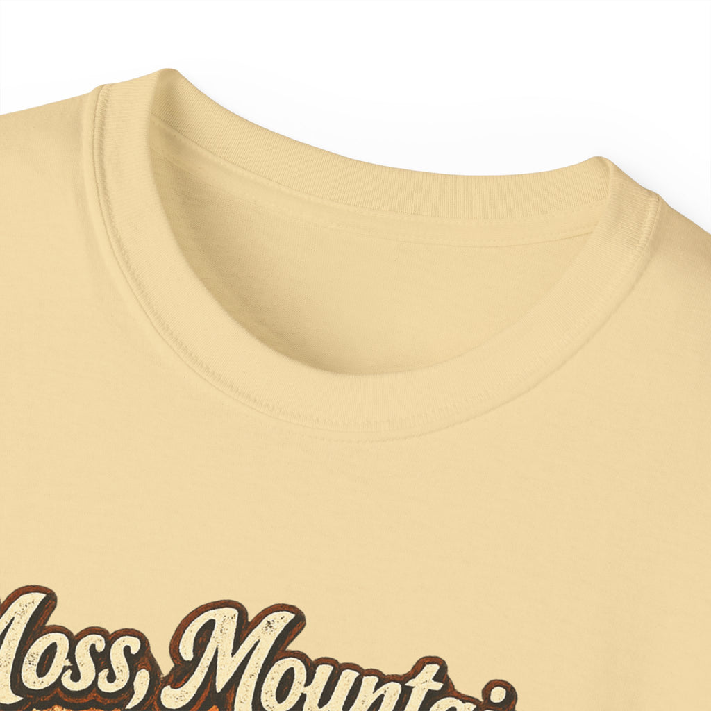 Moss, Mountains & Morning Coffee Tee — Vintage Camping Coffee T‑Shirt
