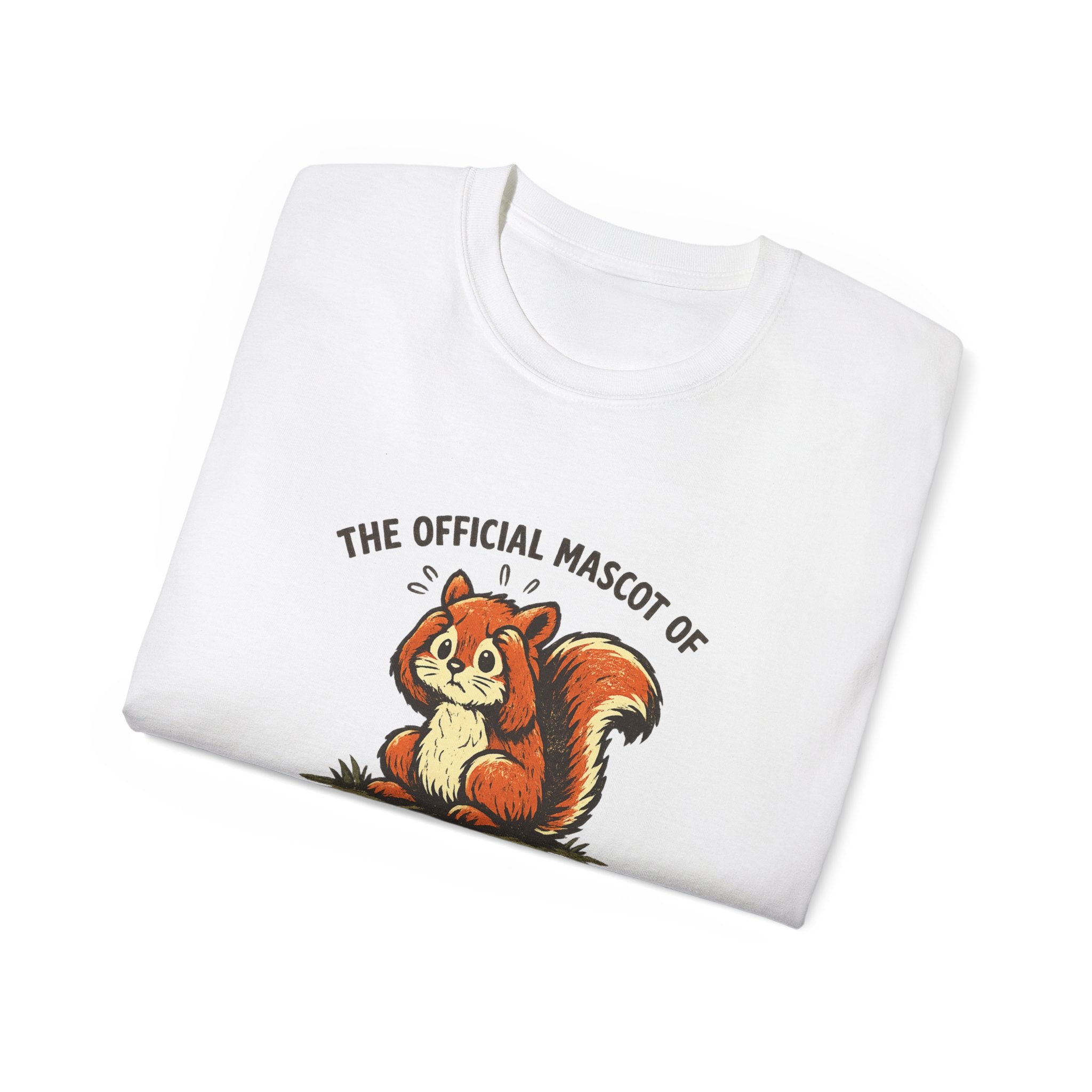 Overthinking Mascot T-Shirt — Cute Retro Squirrel Graphic Tee