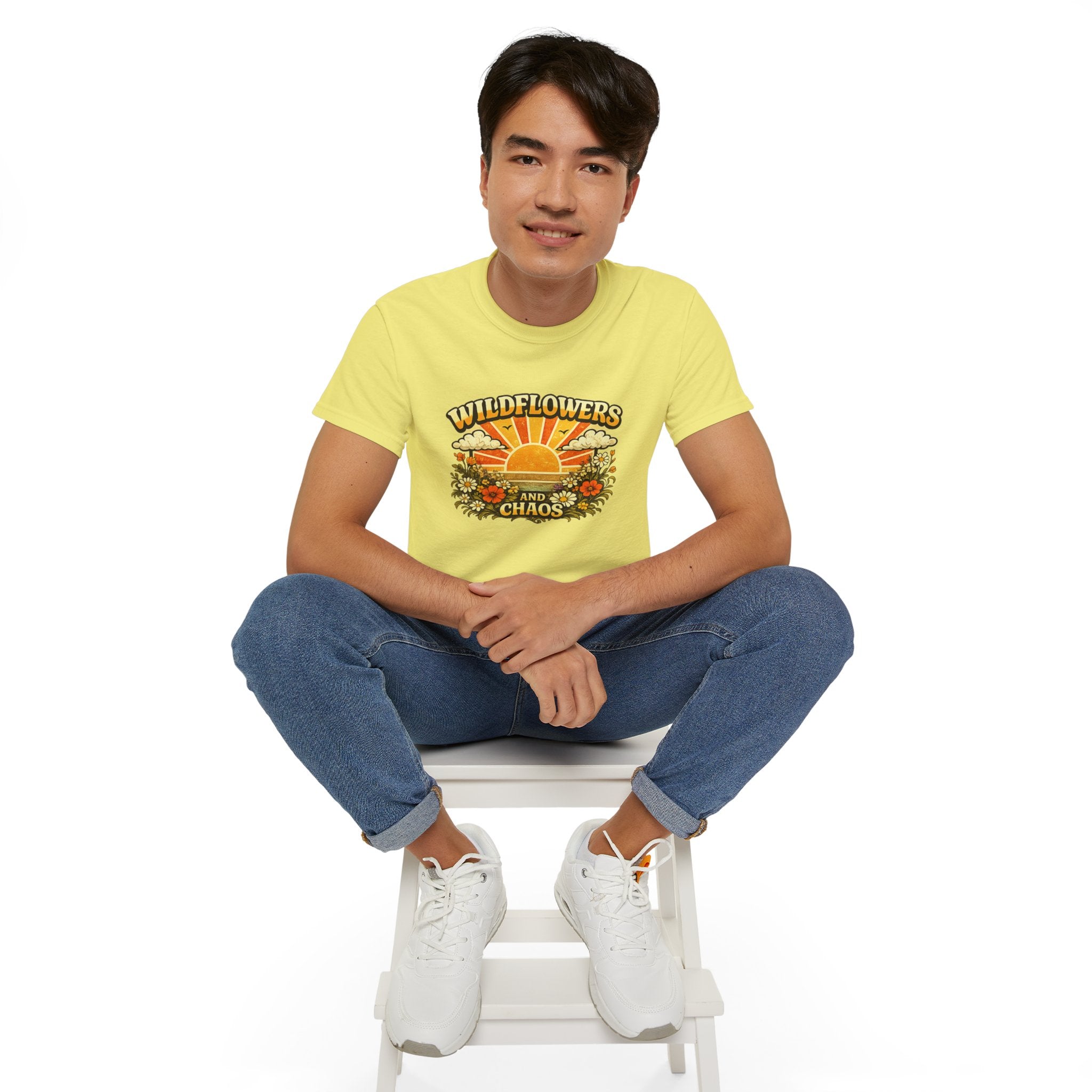 Wildflowers and Chaos Tee — Retro Sunflower Graphic T‑Shirt