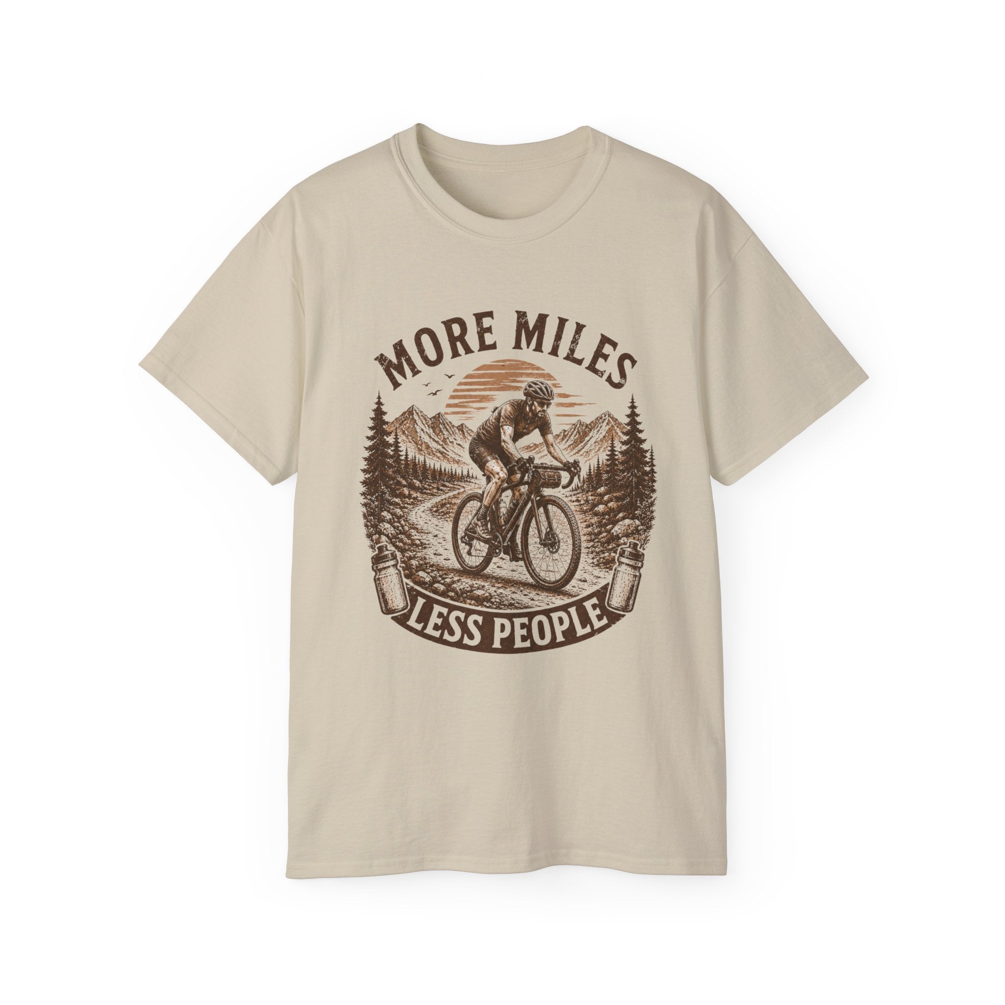 Gravel Cycling T‑Shirt — "More Miles, Less People" Gravel Bike Tee