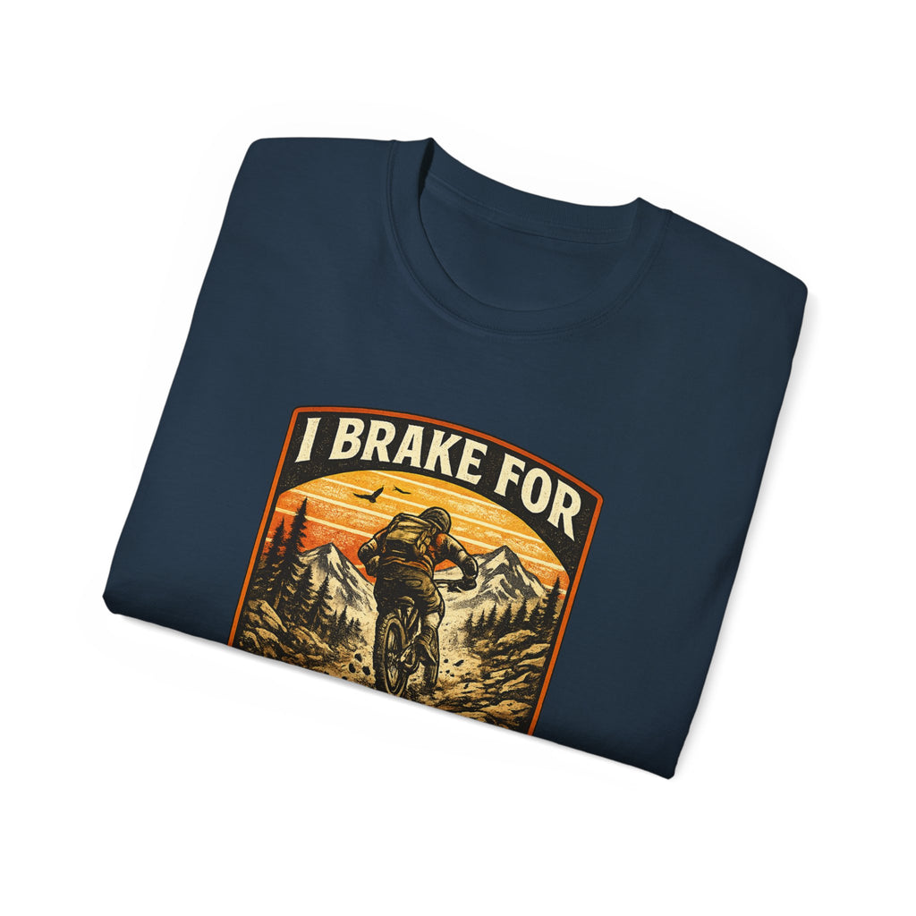 Mountain biking Tee Shirt — "I Brake for Absolutely Nothing" Vintage Rider Tee