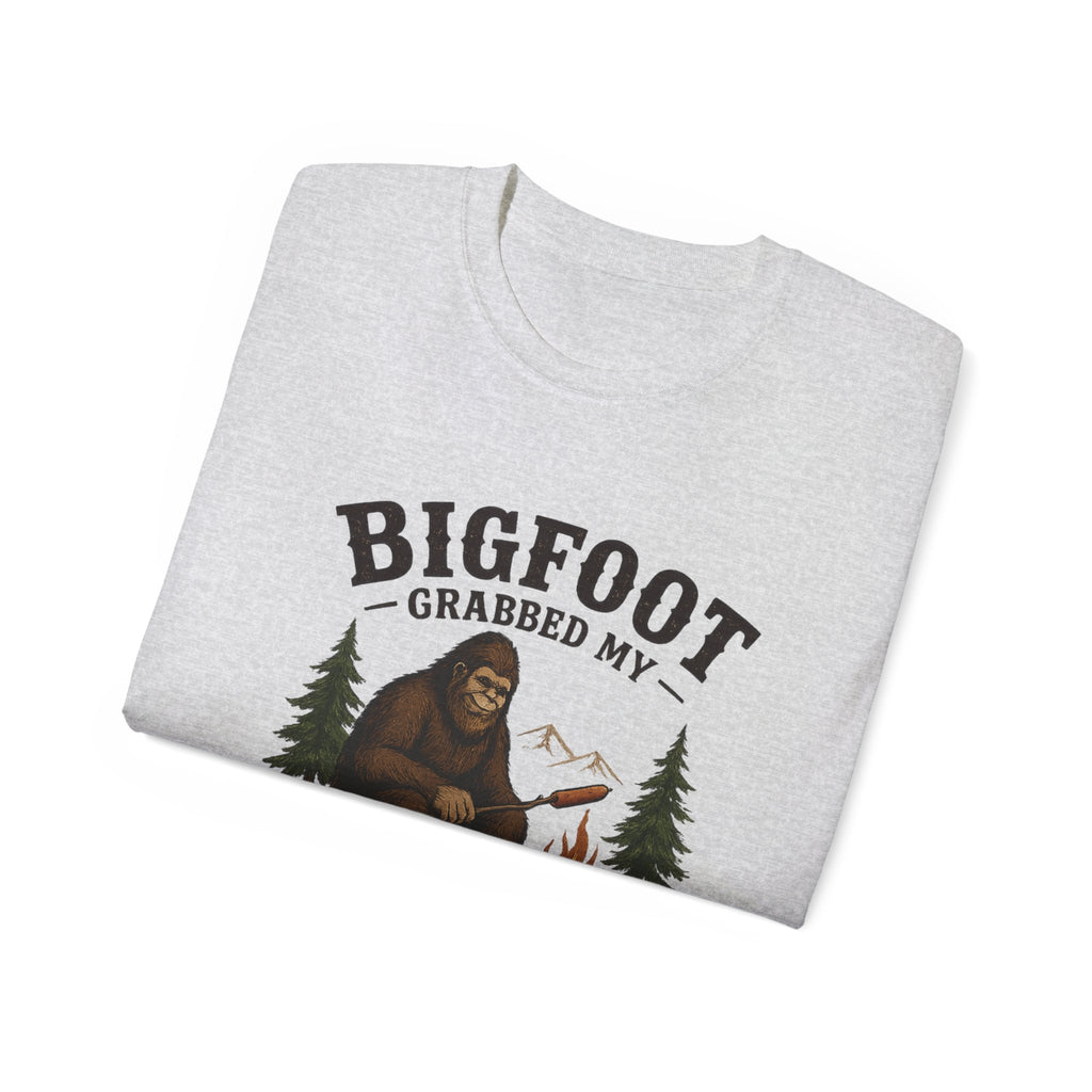 Bigfoot Grabbed My Weiner T-Shirt — Funny Camping Sasquatch Tee