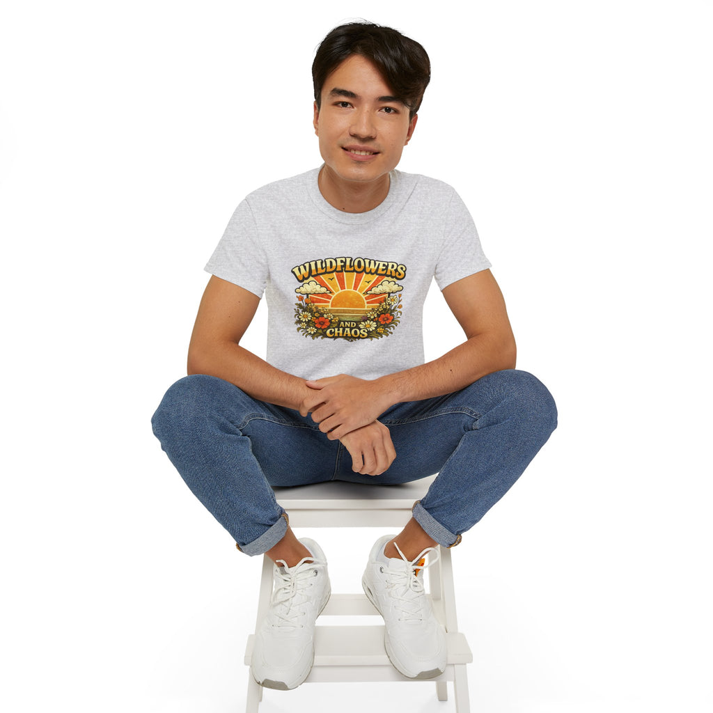 Wildflowers and Chaos Tee — Retro Sunflower Graphic T‑Shirt