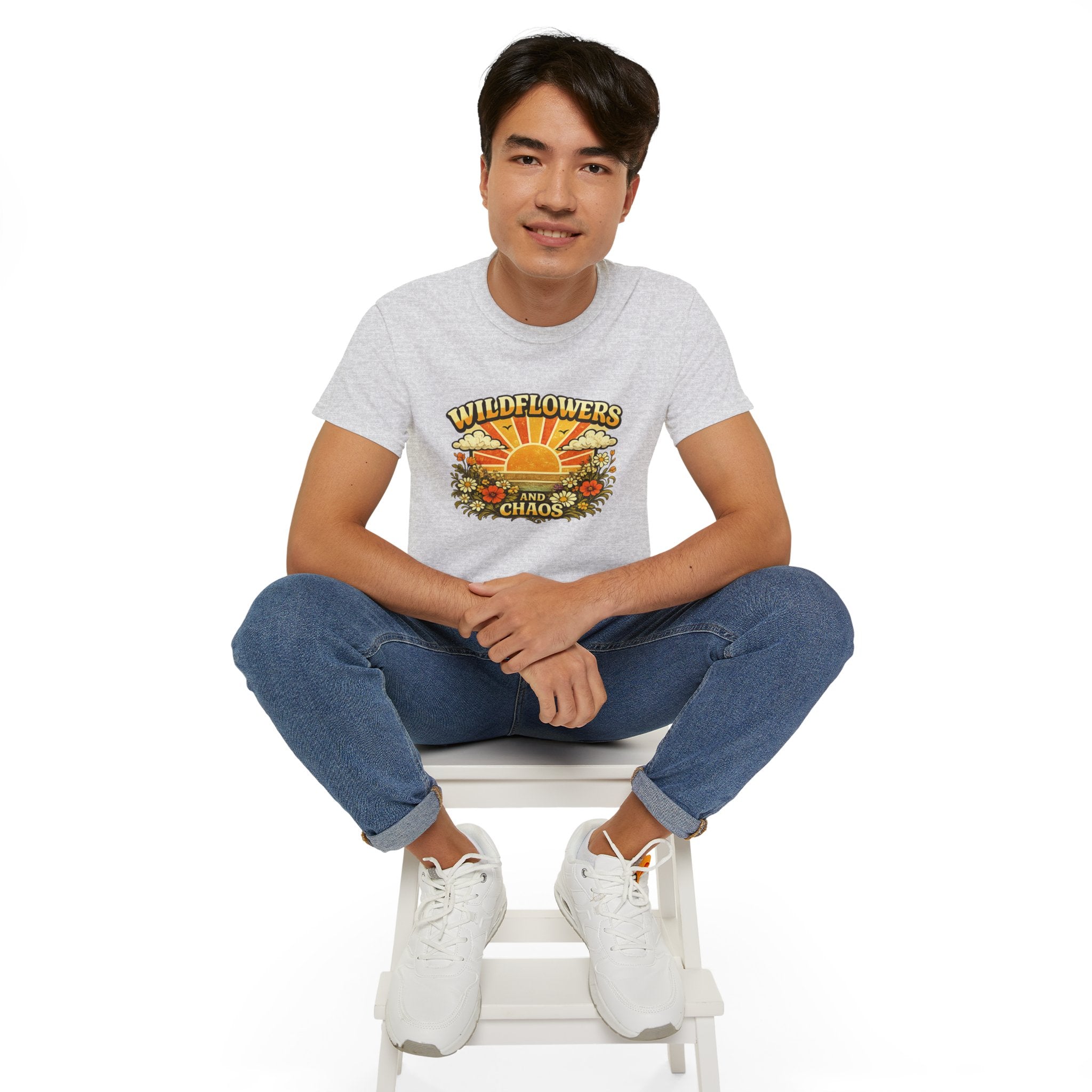 Wildflowers and Chaos Tee — Retro Sunflower Graphic T‑Shirt