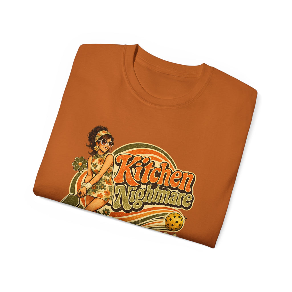 Kitchen Nightmare Retro Tee — Vintage Pinup Pickleball Graphic Shirt