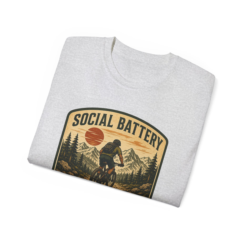 Mountain Biking Tee — "Social Battery Charges on Trails Only" Graphic T‑Shirt