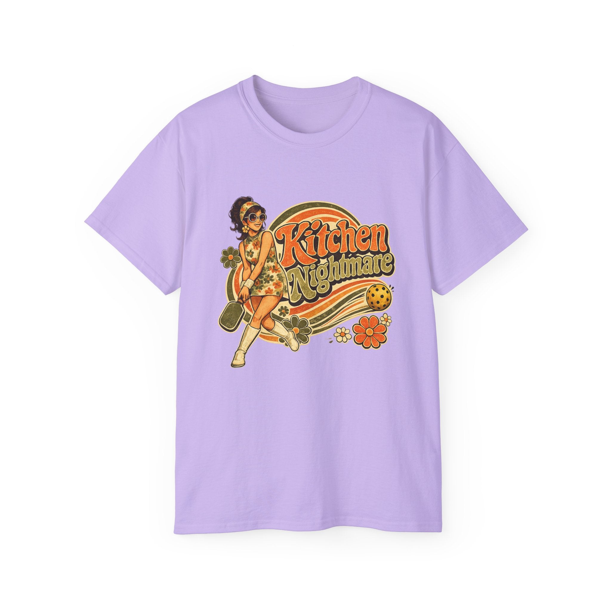 Kitchen Nightmare Retro Tee — Vintage Pinup Pickleball Graphic Shirt