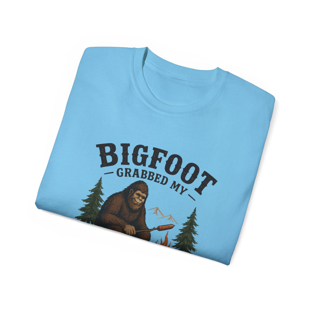 Bigfoot Grabbed My Weiner T-Shirt — Funny Camping Sasquatch Tee