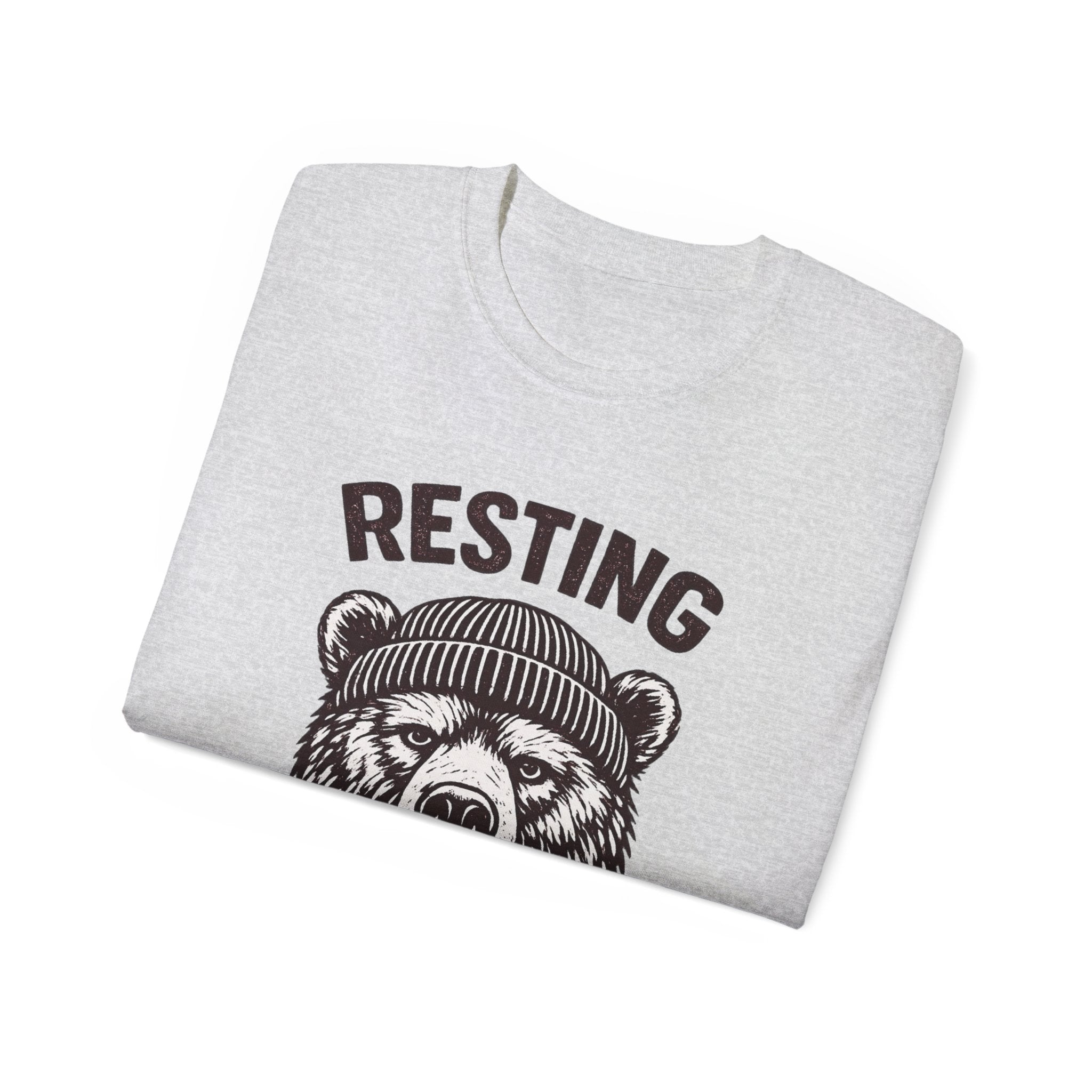 "Resting Bear Face" Graphic Tee, Funny Bear Illustration