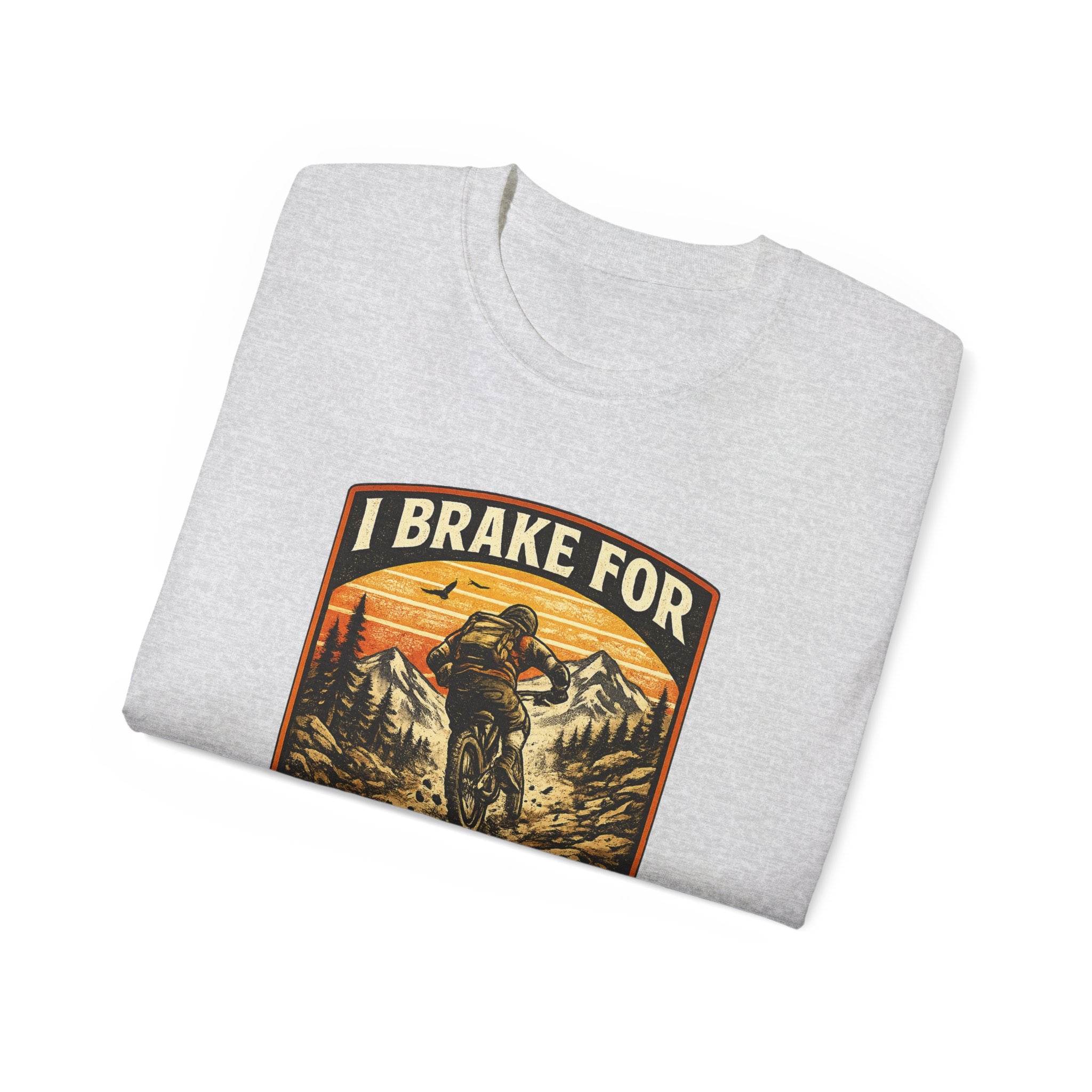 Mountain biking Tee Shirt — "I Brake for Absolutely Nothing" Vintage Rider Tee