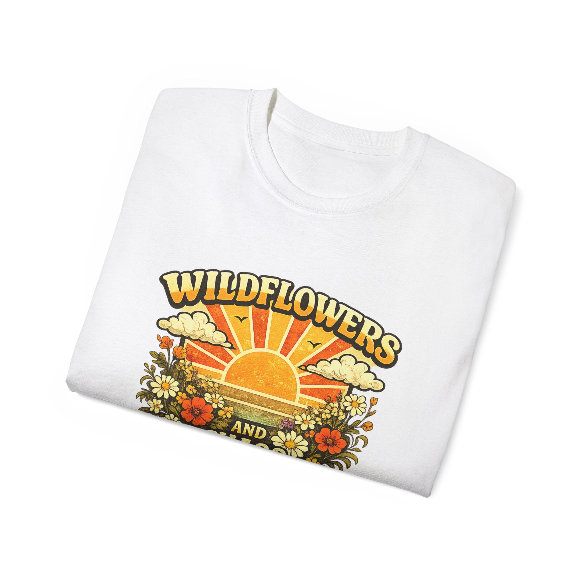 Wildflowers and Chaos Tee — Retro Sunflower Graphic T‑Shirt
