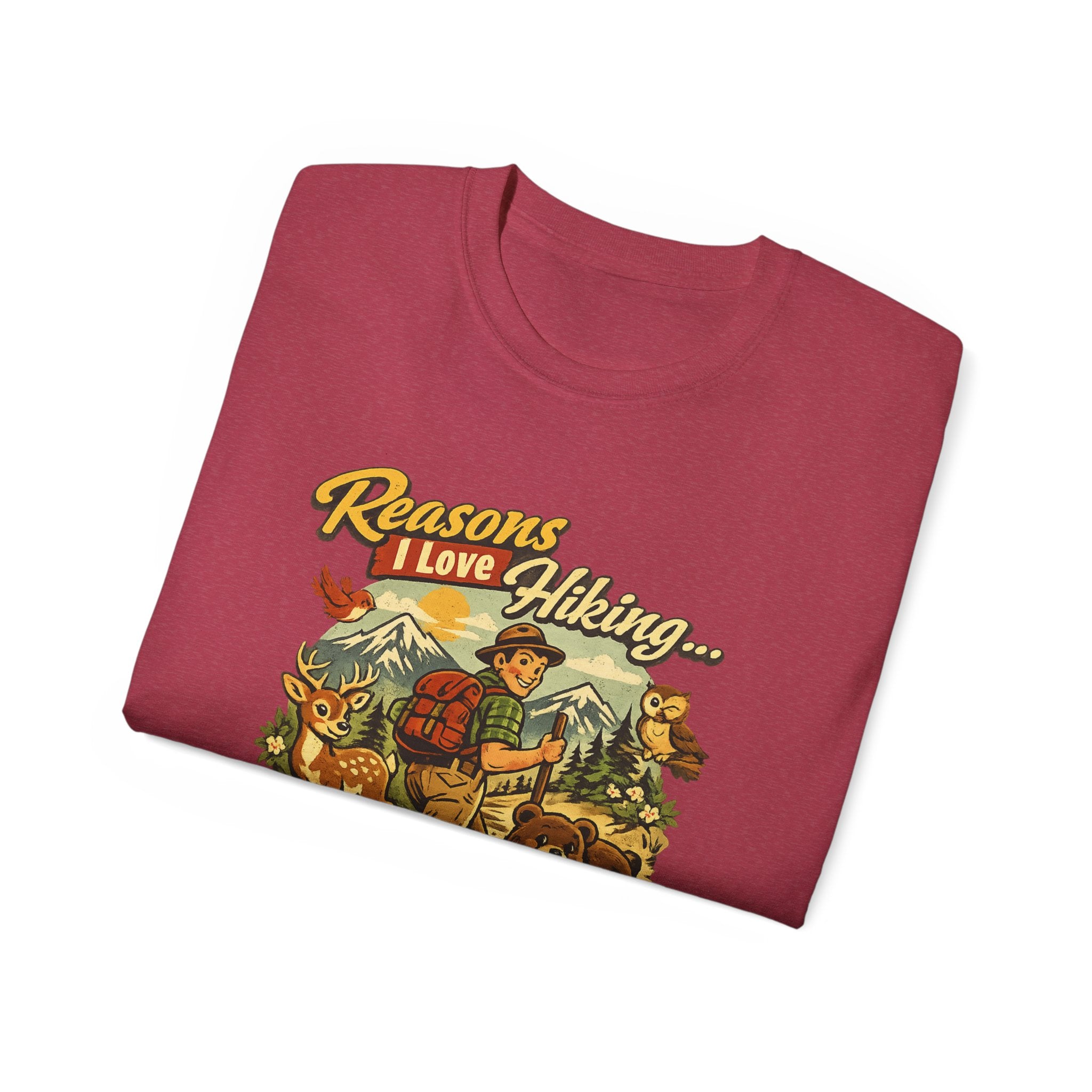 Hiking T-Shirt — Men’s "Reasons I Love Hiking... It Keeps Me From Being Charged For Murder" Vintage Outdoor Tee