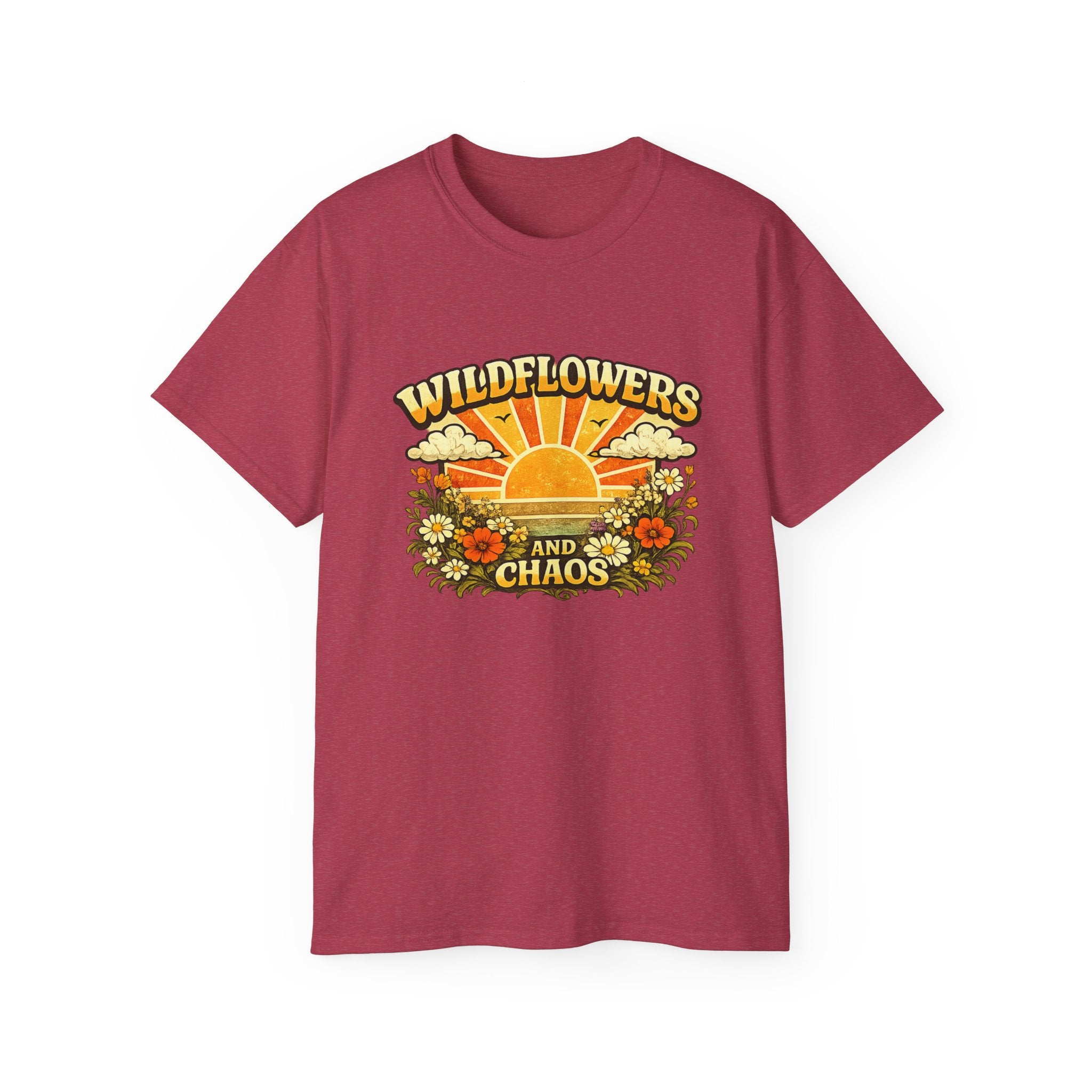 Wildflowers and Chaos Tee — Retro Sunflower Graphic T‑Shirt