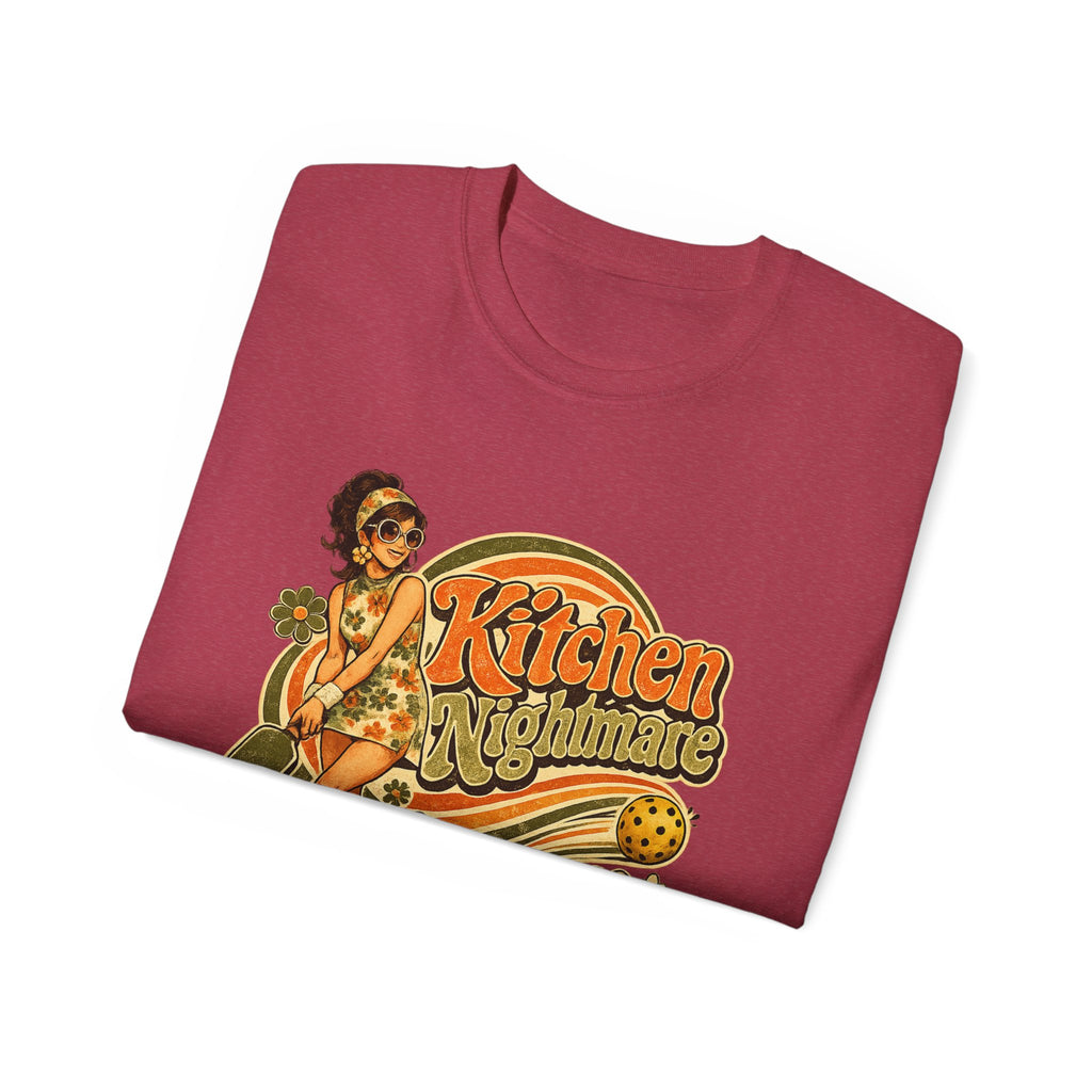 Kitchen Nightmare Retro Tee — Vintage Pinup Pickleball Graphic Shirt