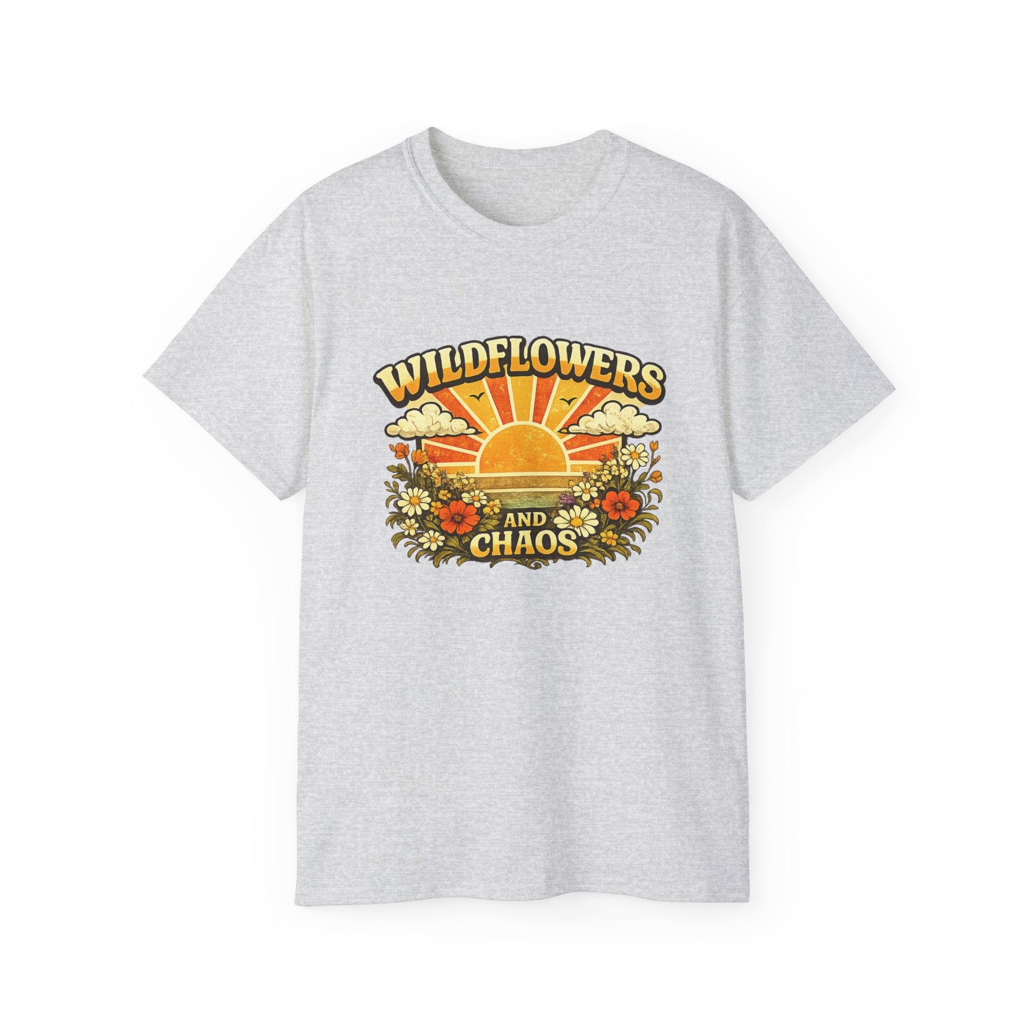 Wildflowers and Chaos Tee — Retro Sunflower Graphic T‑Shirt