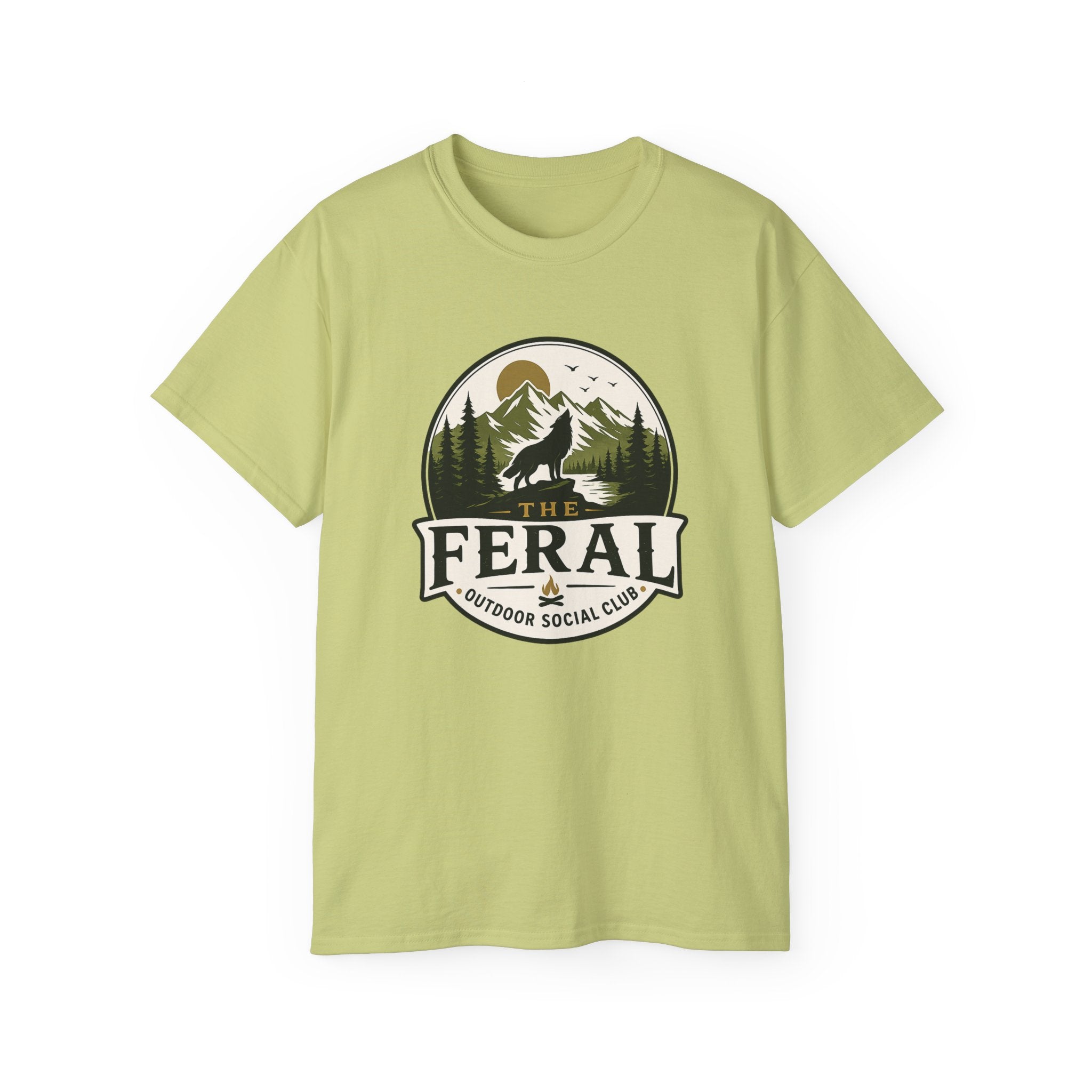 Feral Outdoor Social Club T-Shirt — Wilderness Wolf Logo Tee