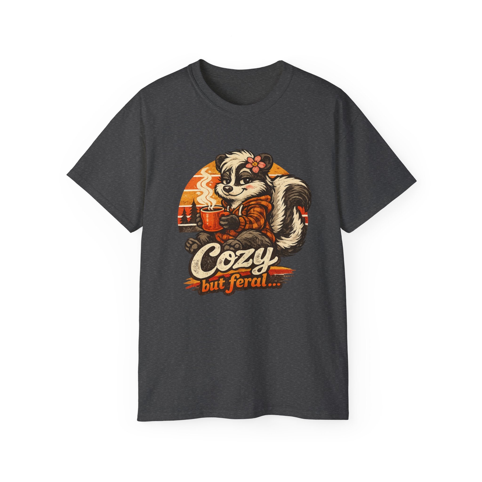 Cozy But Feral Skunk T-Shirt – Cute Retro Autumn Graphic Tee