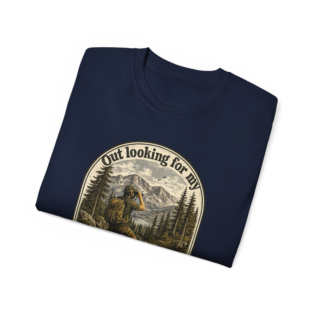 Adventure Graphic Tee — “Out Looking for My Will to Survive” Mountain Hiking Shirt