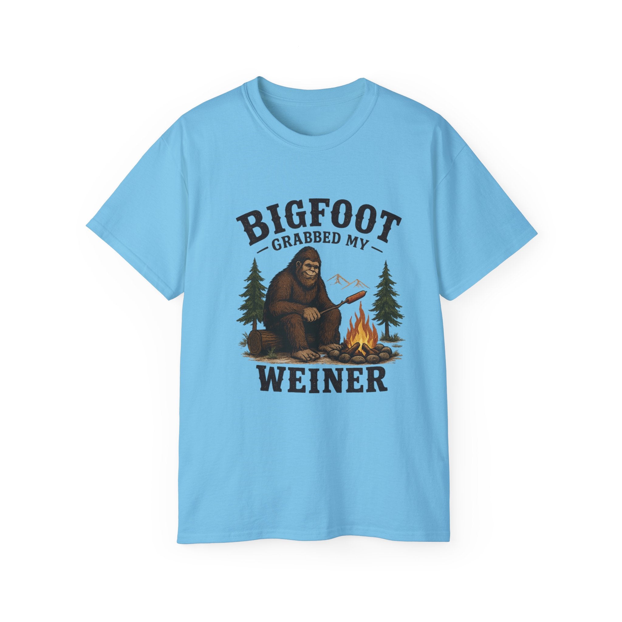Bigfoot Grabbed My Weiner T-Shirt — Funny Camping Sasquatch Tee