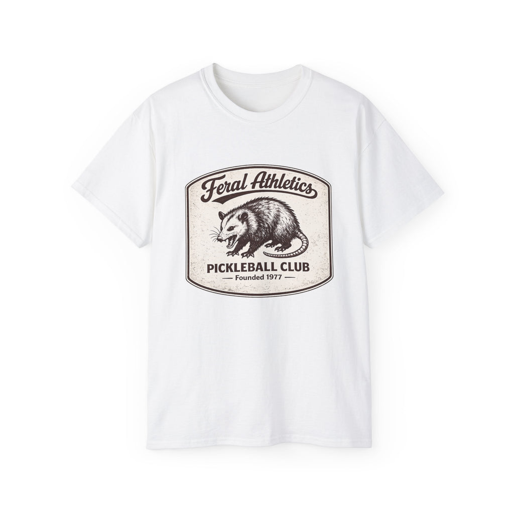 Pickleball Club Tee — "Feral Athletics" Vintage Possum Design