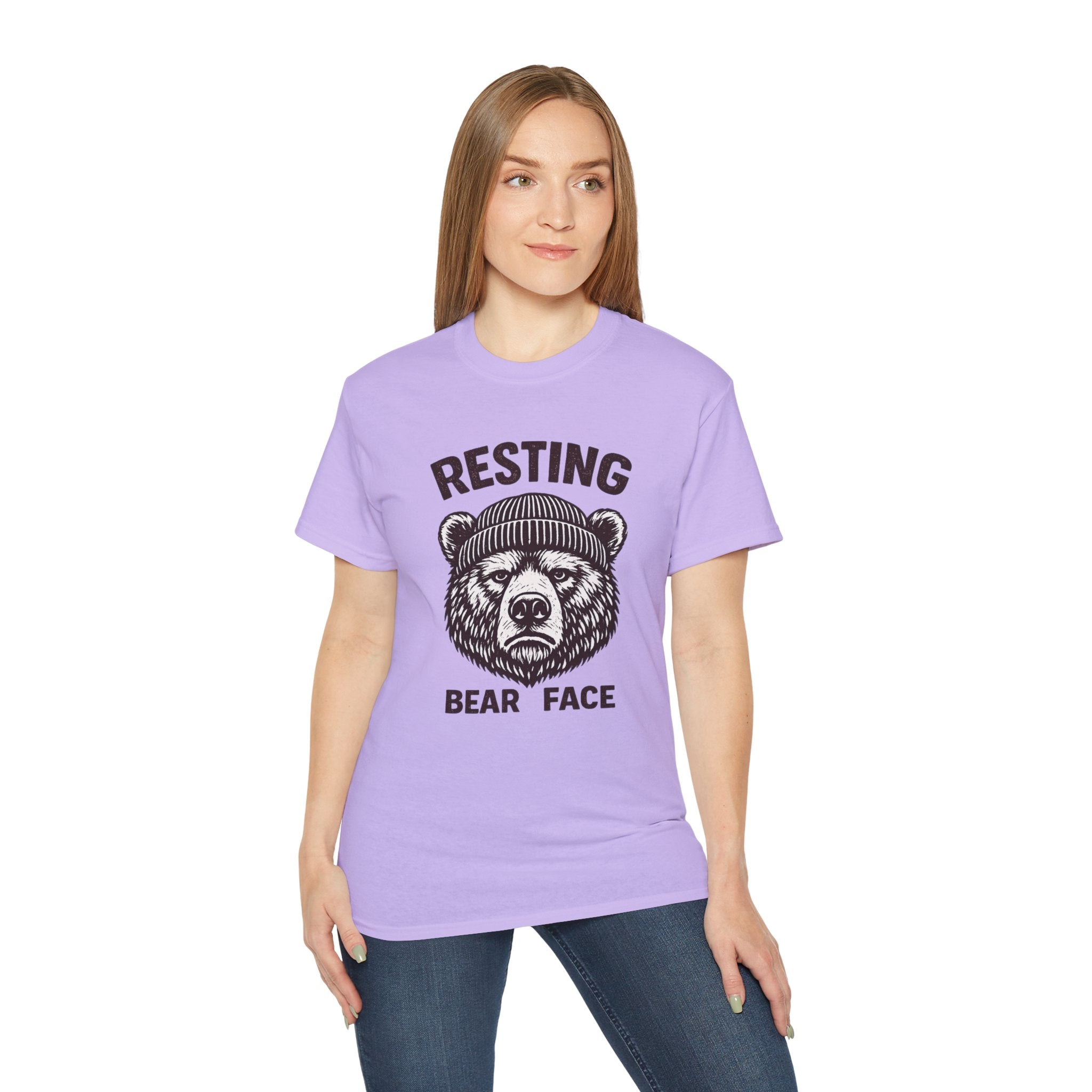 "Resting Bear Face" Graphic Tee, Funny Bear Illustration