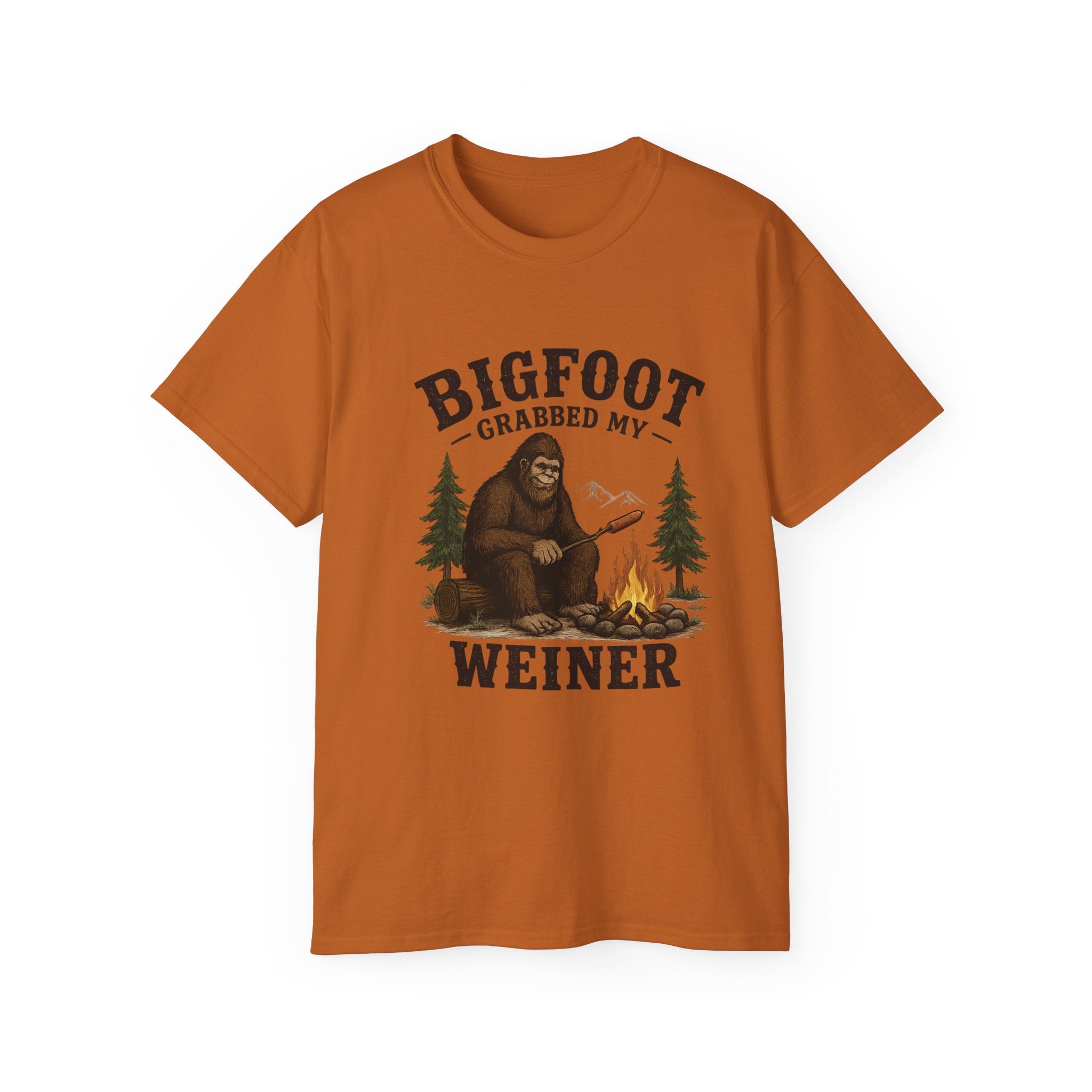 Bigfoot Grabbed My Weiner T-Shirt — Funny Camping Sasquatch Tee