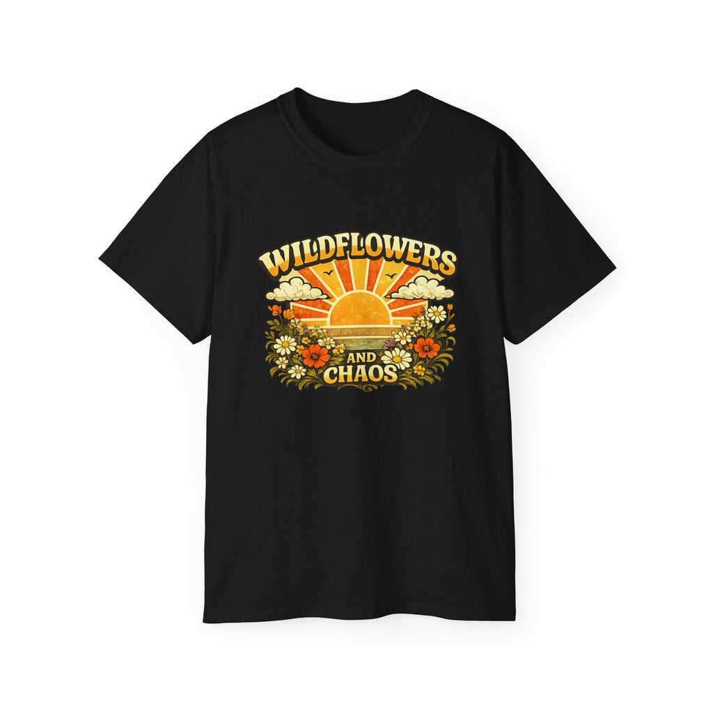 Wildflowers and Chaos Tee — Retro Sunflower Graphic T‑Shirt