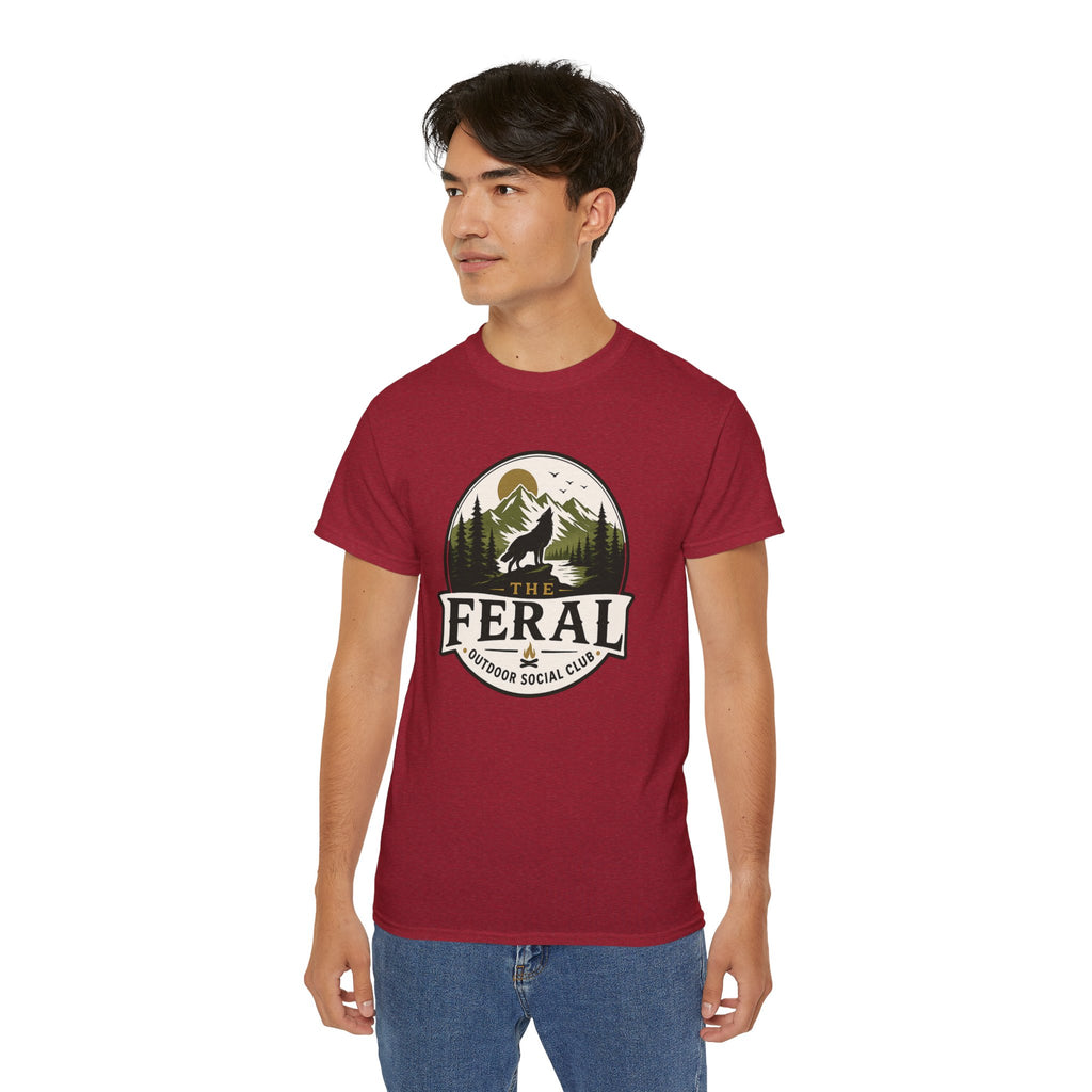 Feral Outdoor Social Club T-Shirt — Wilderness Wolf Logo Tee
