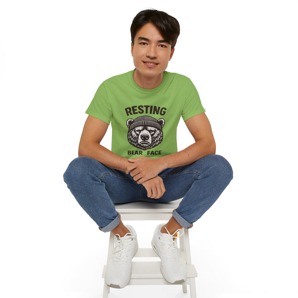 "Resting Bear Face" Graphic Tee, Funny Bear Illustration