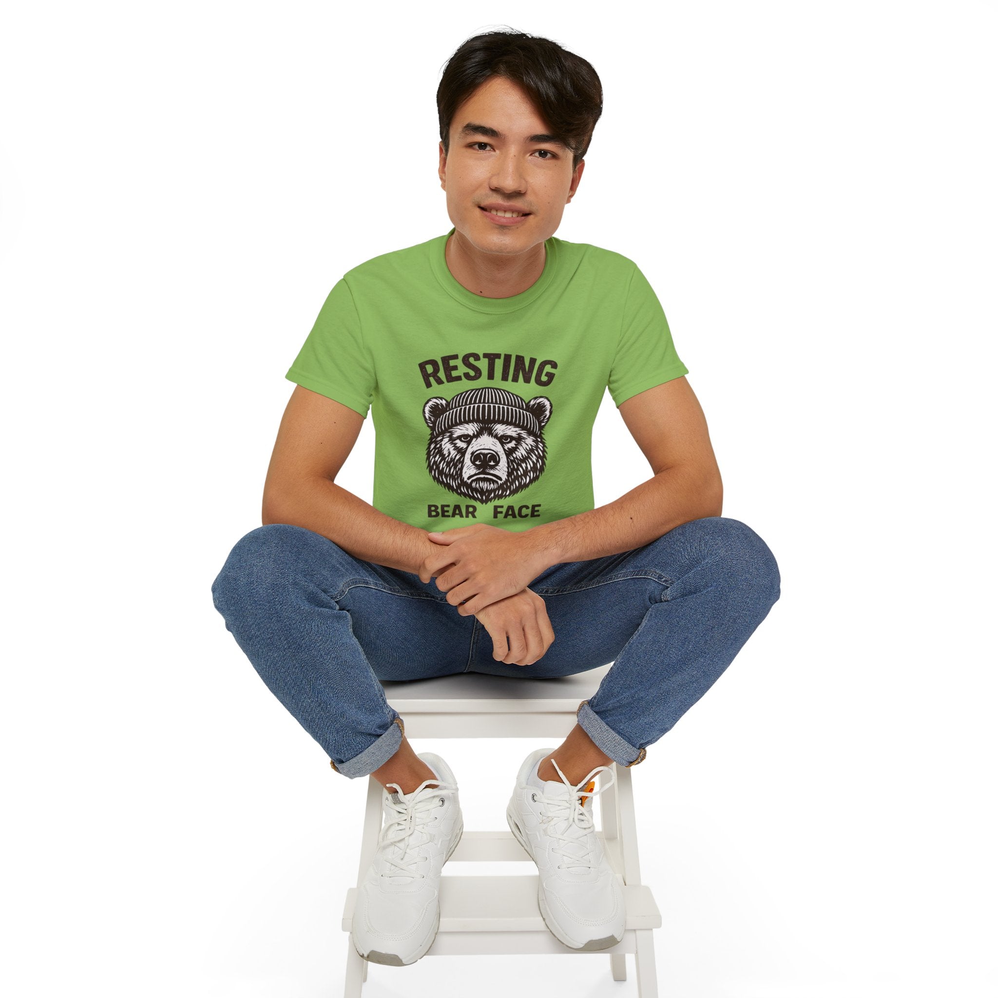 "Resting Bear Face" Graphic Tee, Funny Bear Illustration