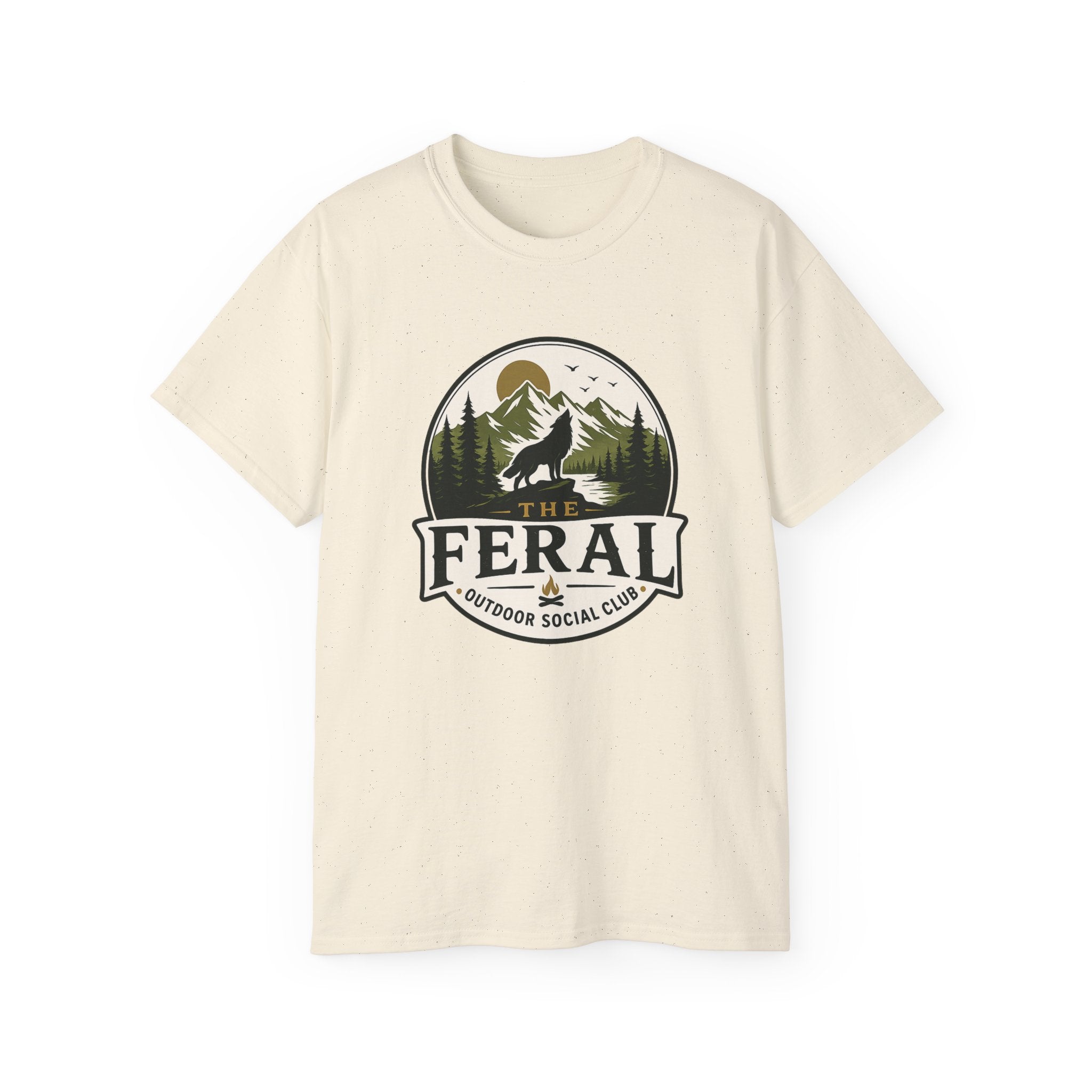 Feral Outdoor Social Club T-Shirt — Wilderness Wolf Logo Tee
