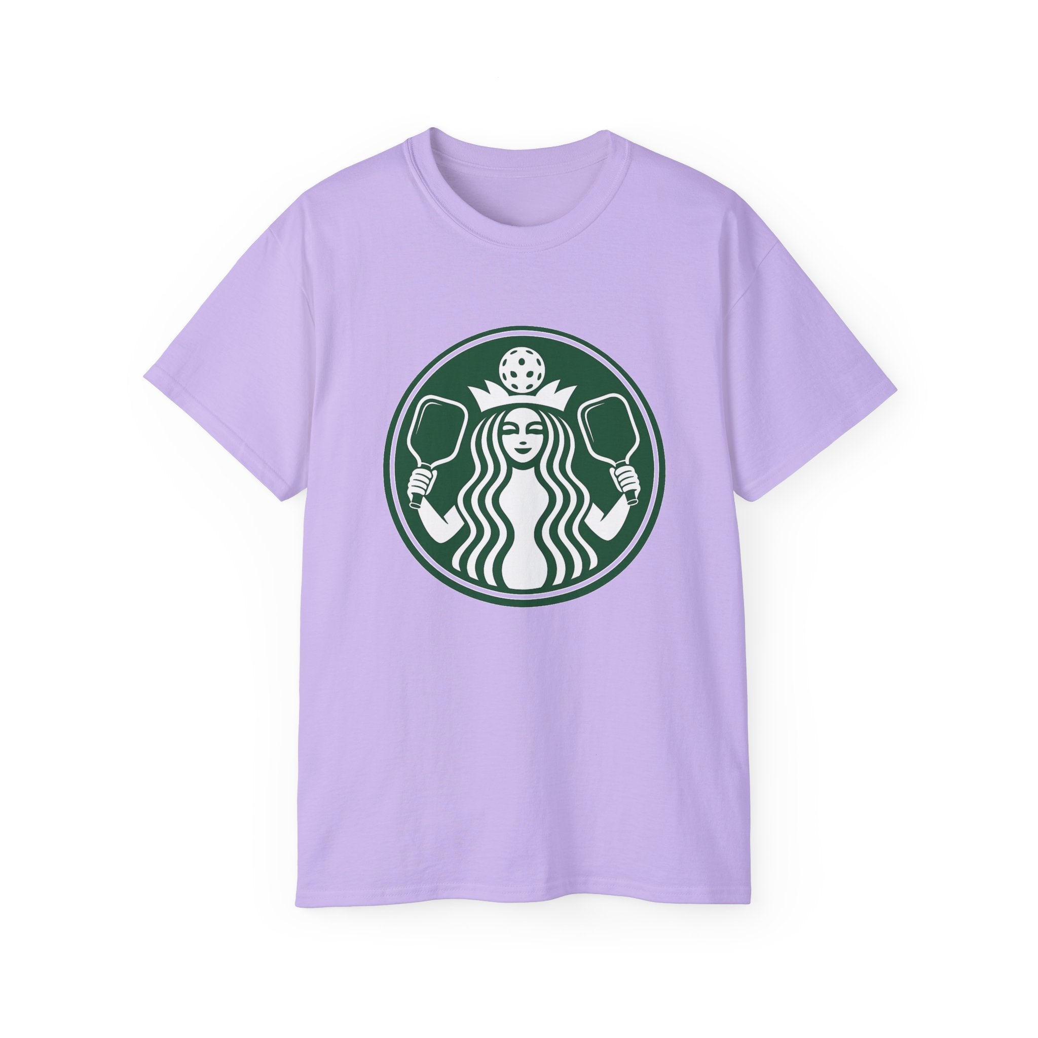 Coffee pickleball Logo Tee — Retro Mermaid Holding paddles Graphic T-Shirt