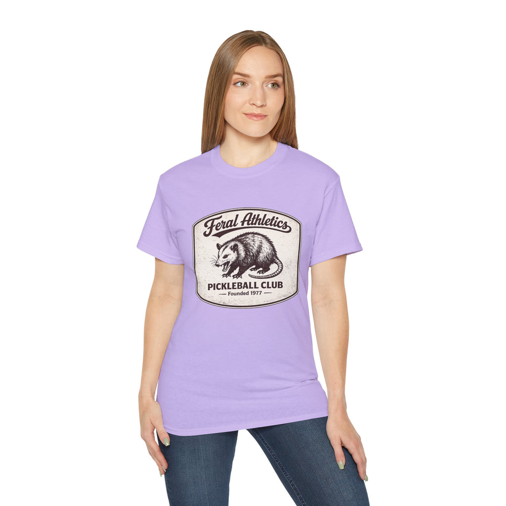 Pickleball Club Tee — "Feral Athletics" Vintage Possum Design