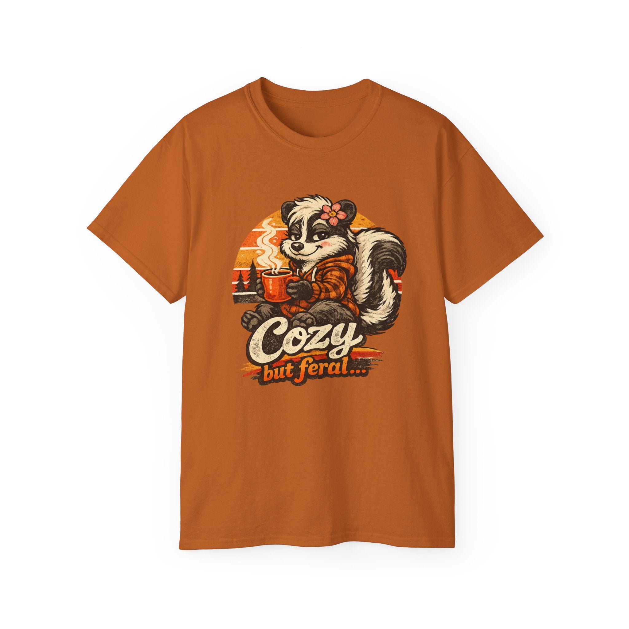 Cozy But Feral Skunk T-Shirt – Cute Retro Autumn Graphic Tee