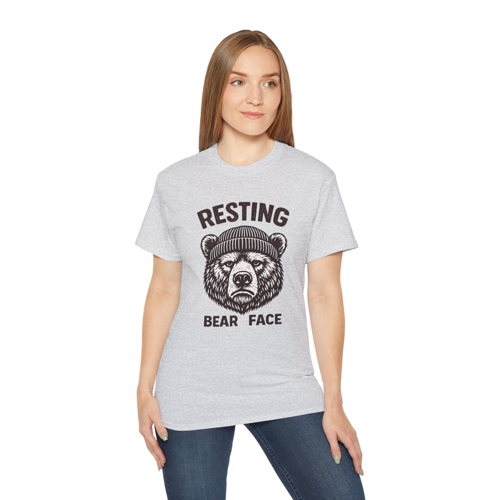 "Resting Bear Face" Graphic Tee, Funny Bear Illustration