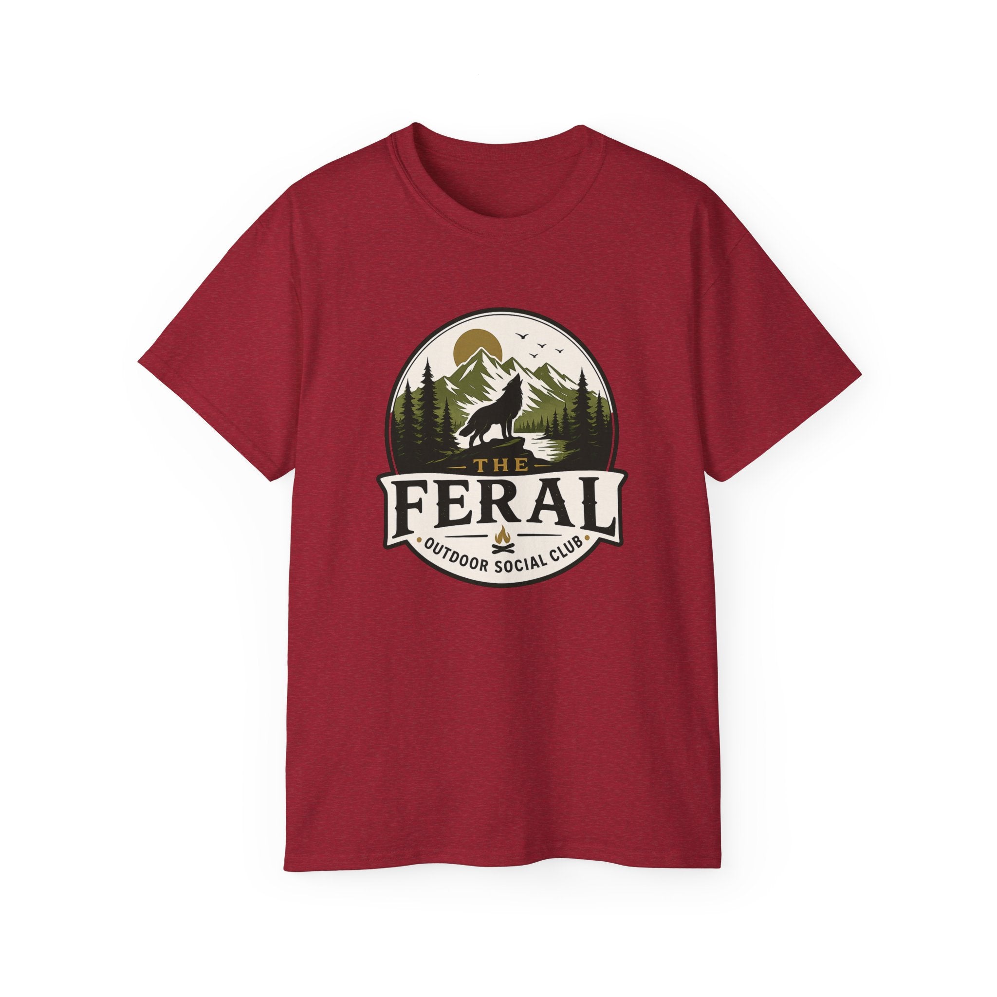 Feral Outdoor Social Club T-Shirt — Wilderness Wolf Logo Tee