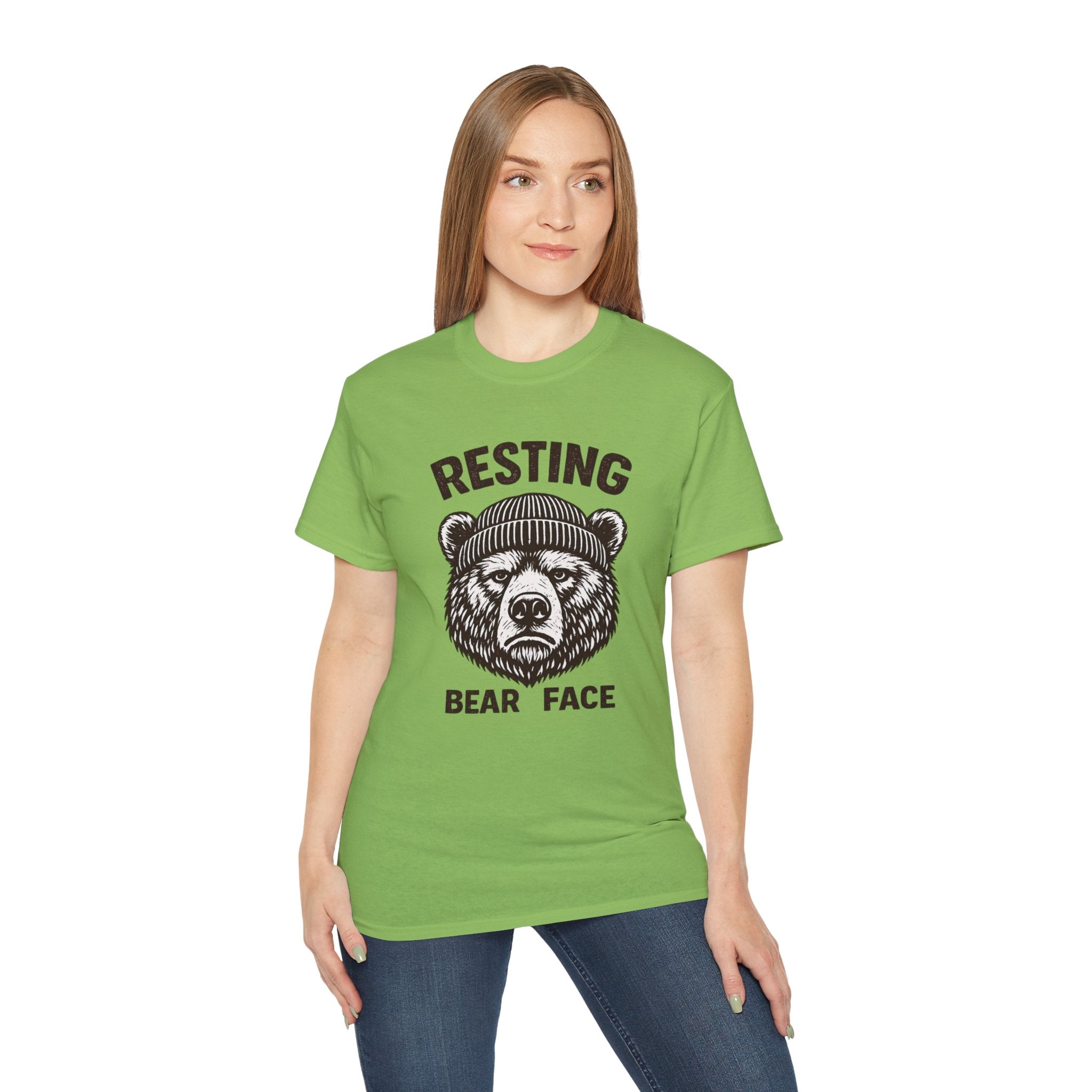 "Resting Bear Face" Graphic Tee, Funny Bear Illustration