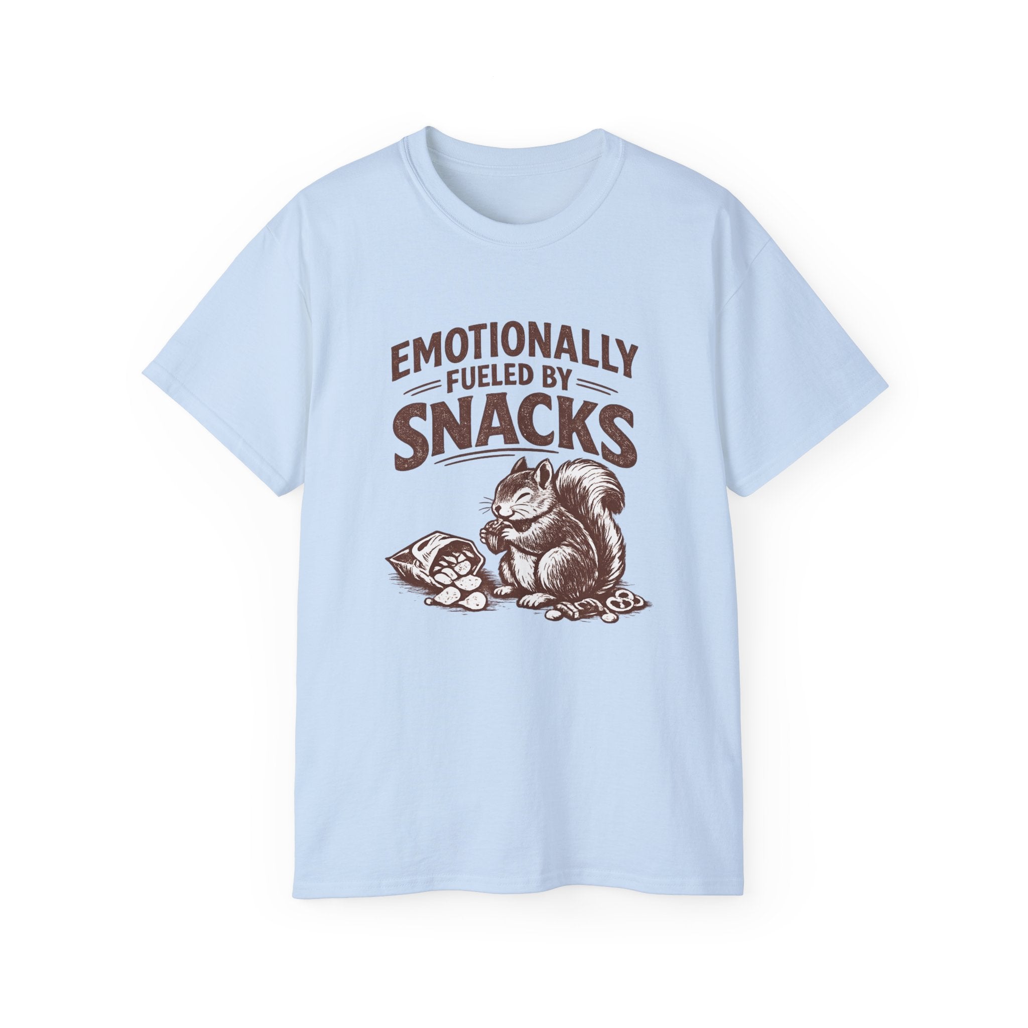 Emotionally Fueled by Snacks T-Shirt — Cute Squirrel Snack Graphic Tee