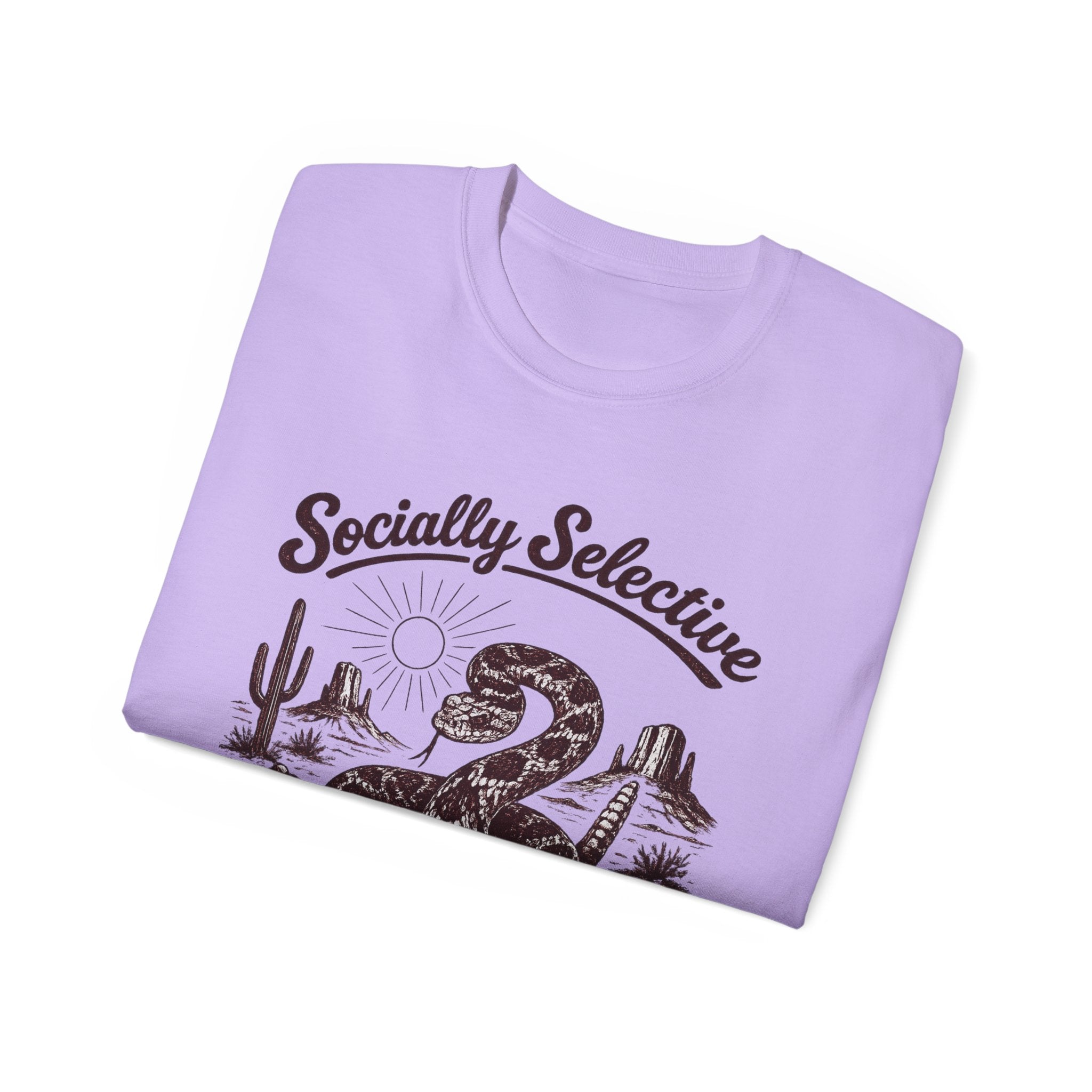 T-Shirt — "Socially Selective Since Birth" Vintage Desert Snake Graphic Tee