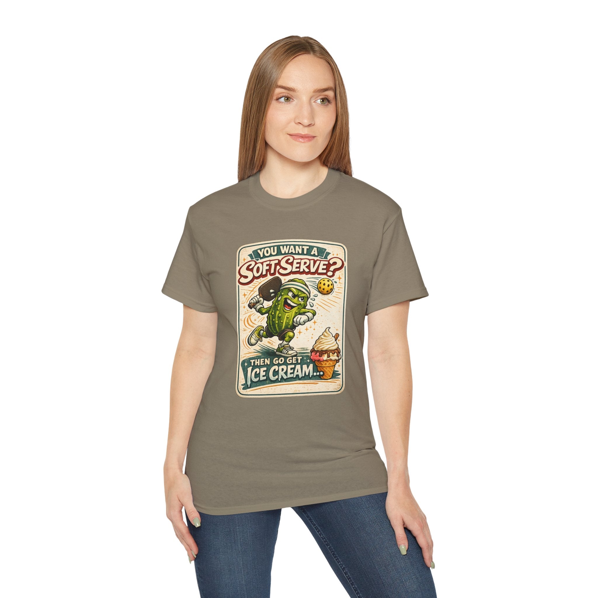 T-Shirt — “You Want a Soft-Serve? Then Go Get Ice Cream” Vintage Pickleball Design