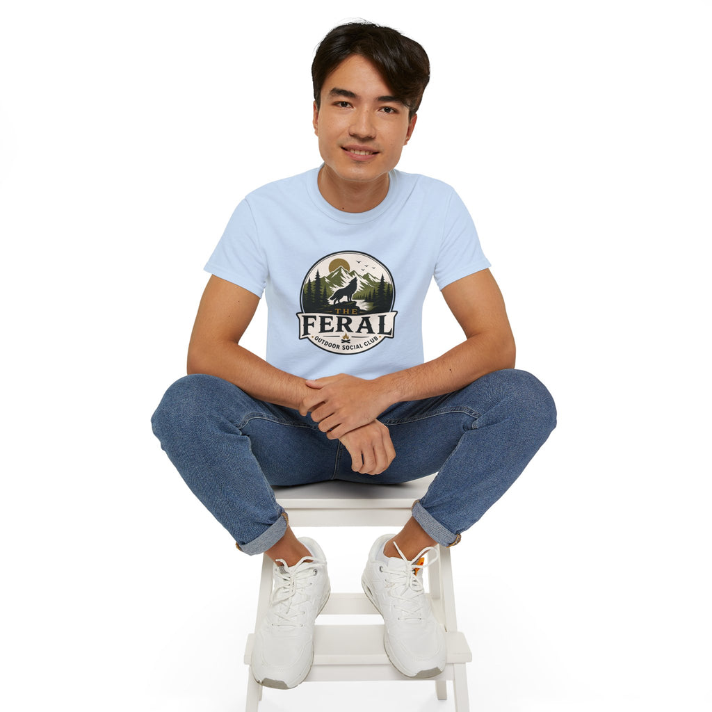 Feral Outdoor Social Club T-Shirt — Wilderness Wolf Logo Tee