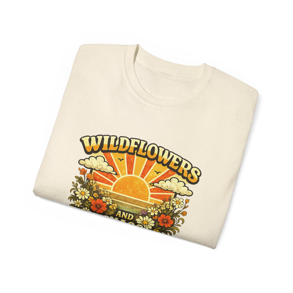 Wildflowers and Chaos Tee — Retro Sunflower Graphic T‑Shirt