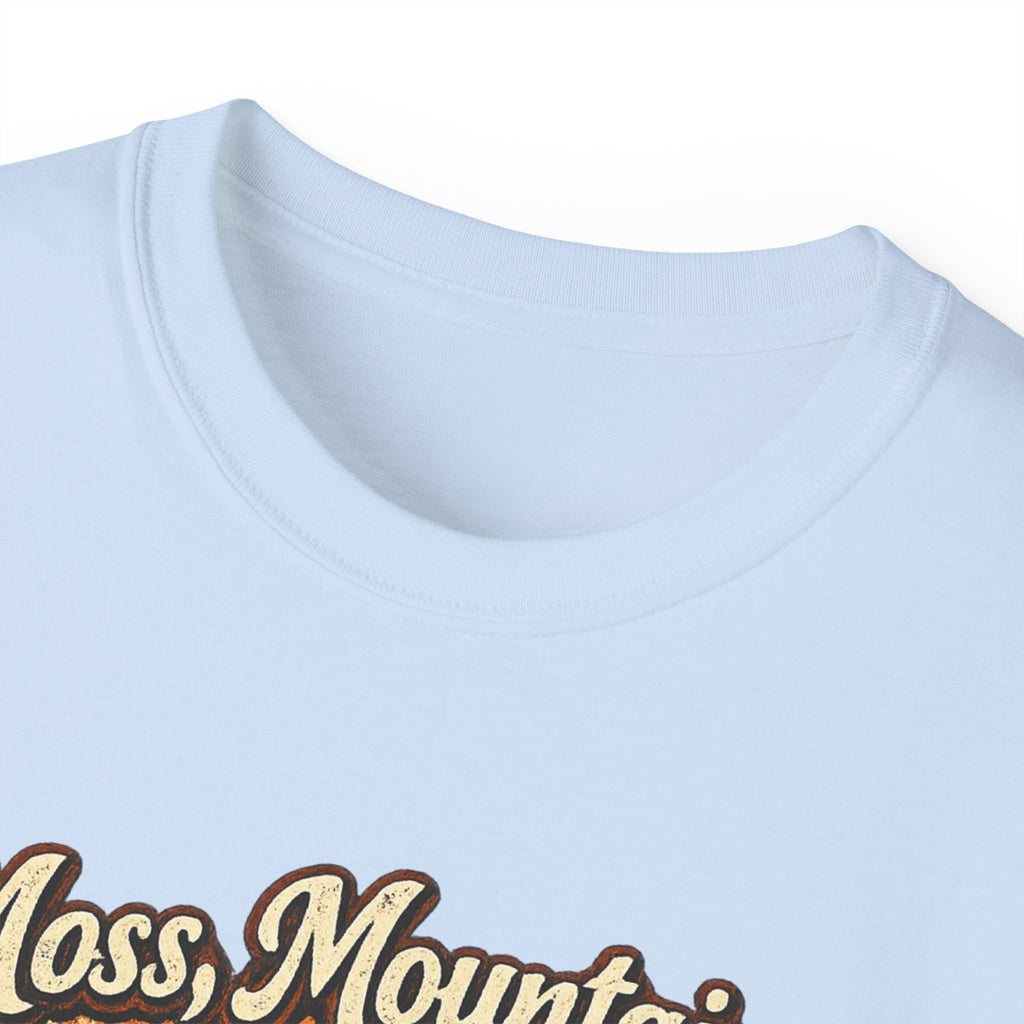 Moss, Mountains & Morning Coffee Tee — Vintage Camping Coffee T‑Shirt