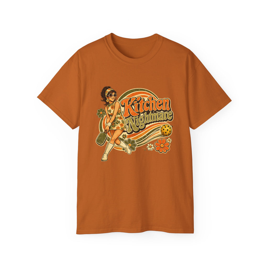 Kitchen Nightmare Retro Tee — Vintage Pinup Pickleball Graphic Shirt