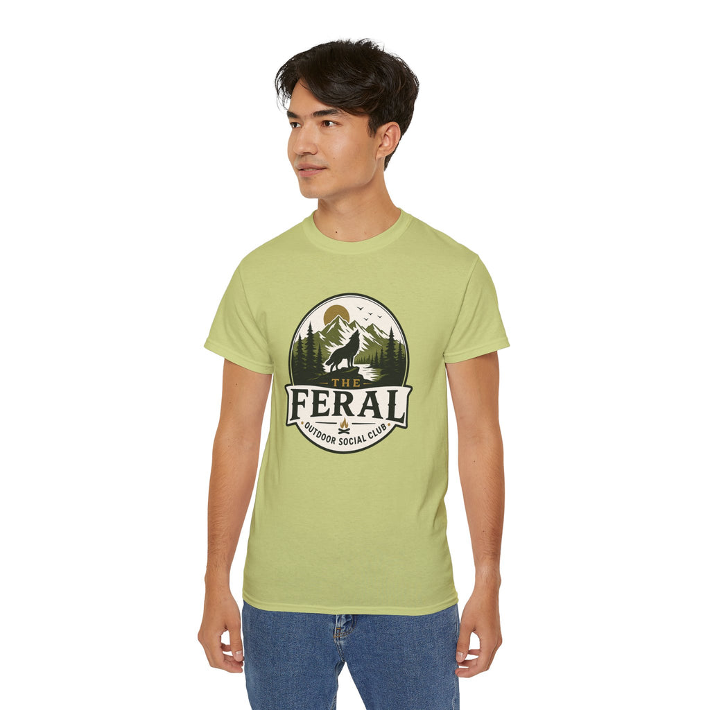 Feral Outdoor Social Club T-Shirt — Wilderness Wolf Logo Tee