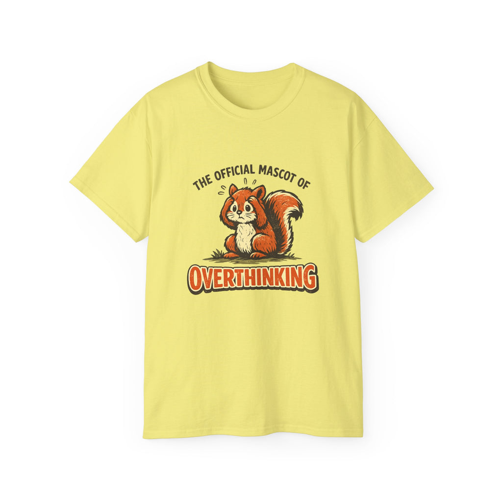 Overthinking Mascot T-Shirt — Cute Retro Squirrel Graphic Tee