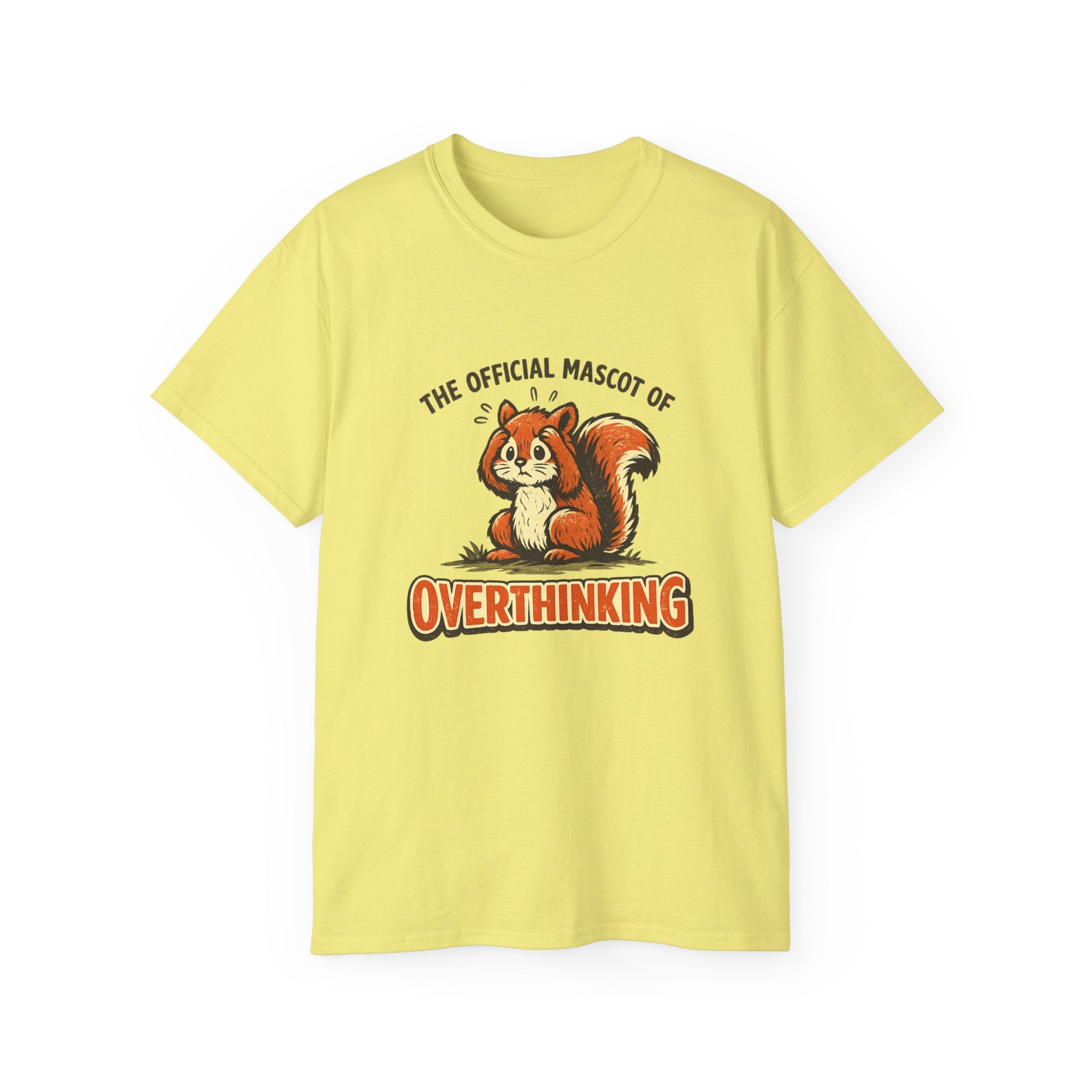 Overthinking Mascot T-Shirt — Cute Retro Squirrel Graphic Tee