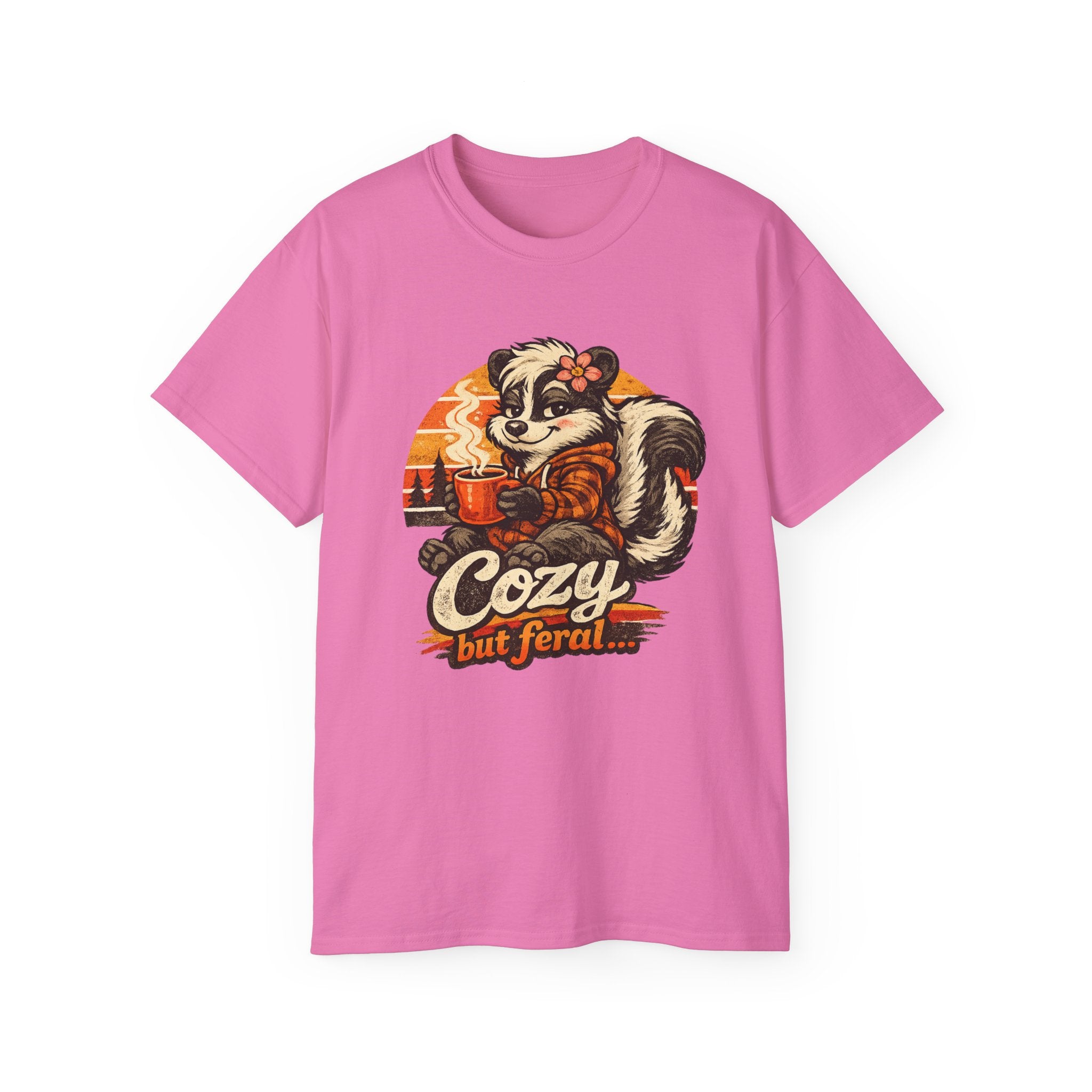 Cozy But Feral Skunk T-Shirt – Cute Retro Autumn Graphic Tee
